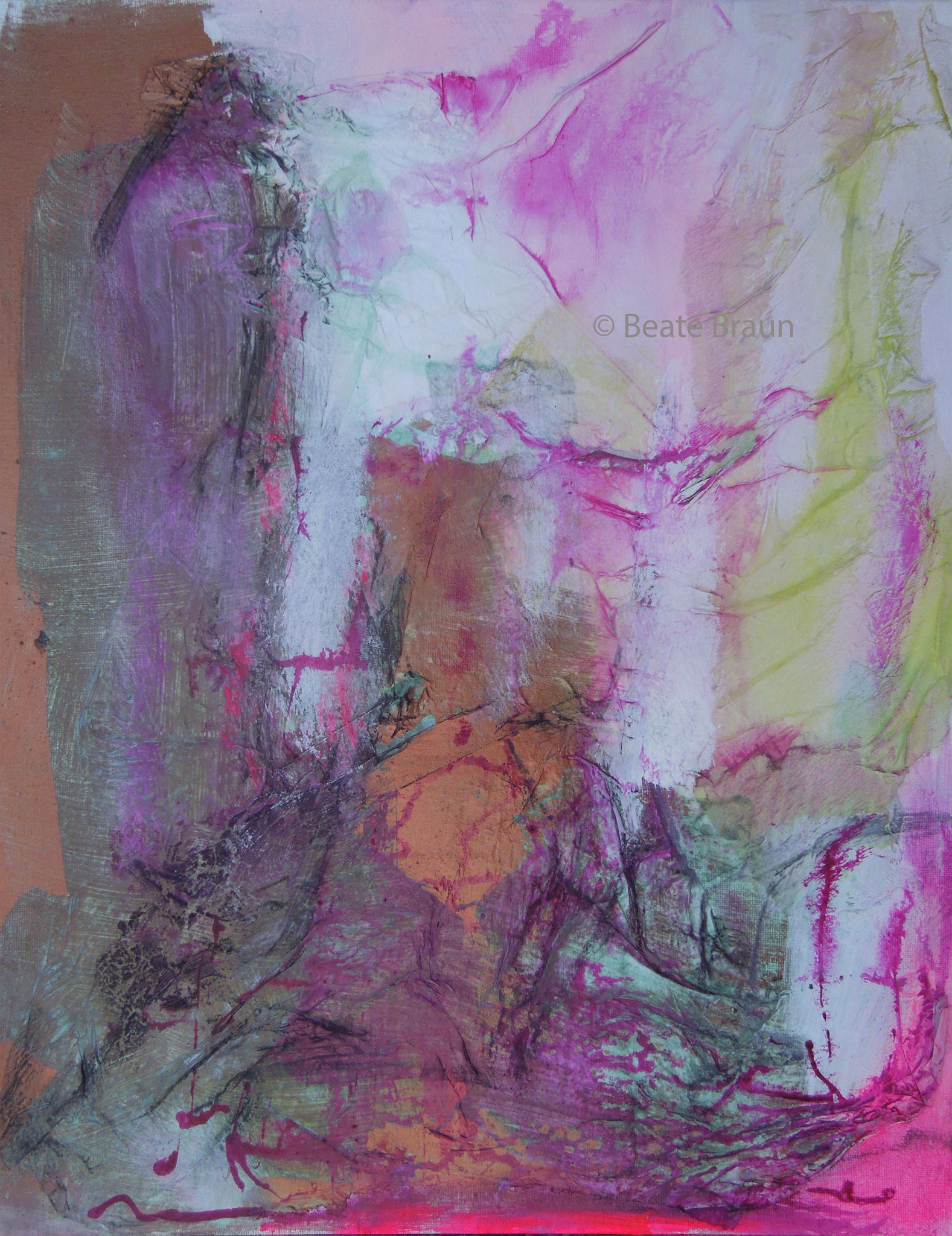Rost im Pink 1 | 30 x 50 cm | Mischtechnik mit Rost auf Leinwand  | 2017