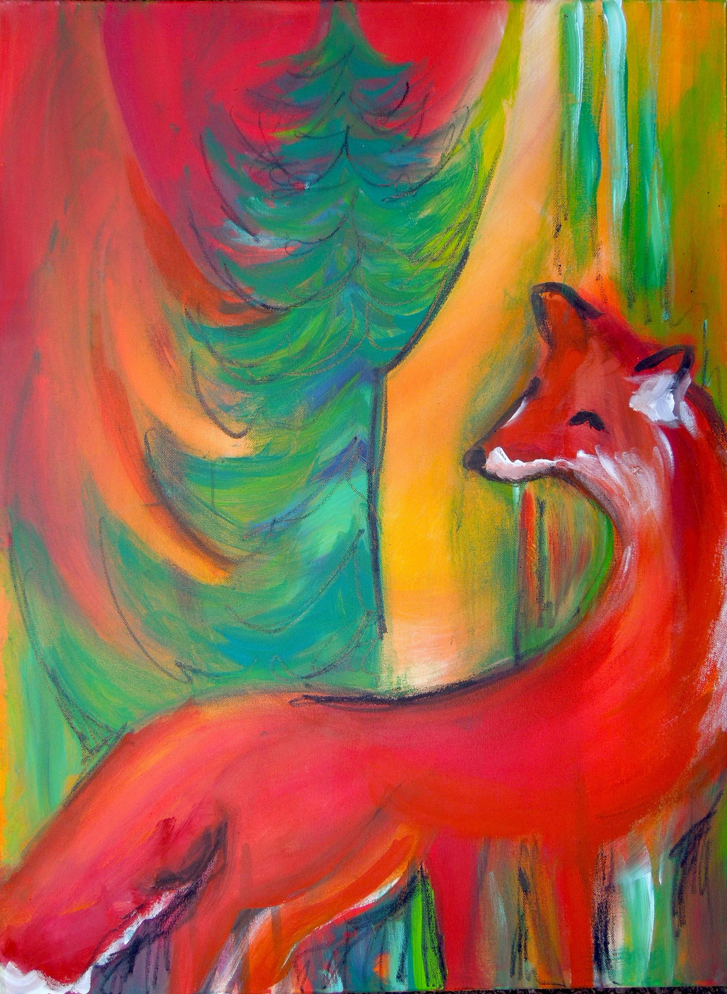 Der rote Wächter | 60 x 80 cm | Mischtechnik auf Leinwand | 2016