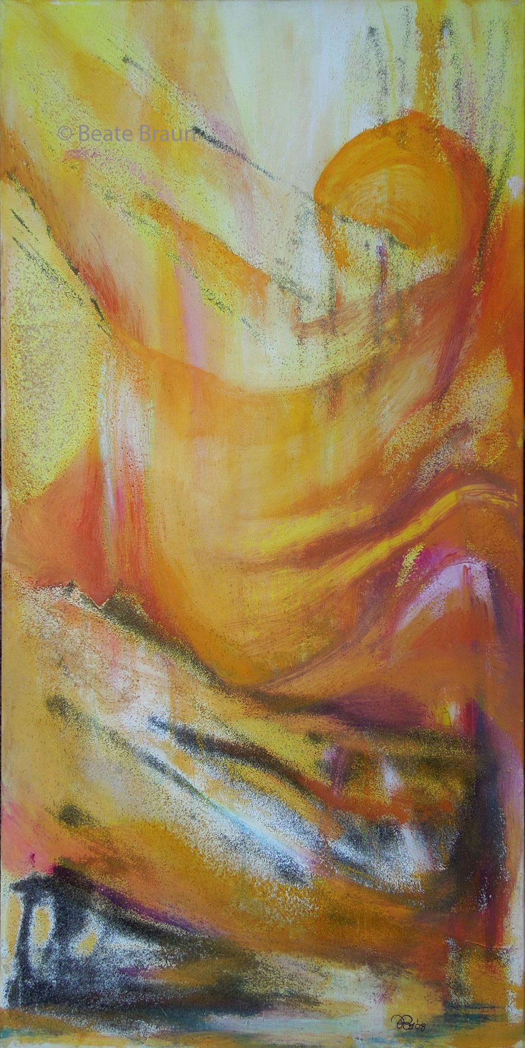 In der Wüste | 50 x 100 cm | Mischtechnik mit Sand auf Leinwand | 