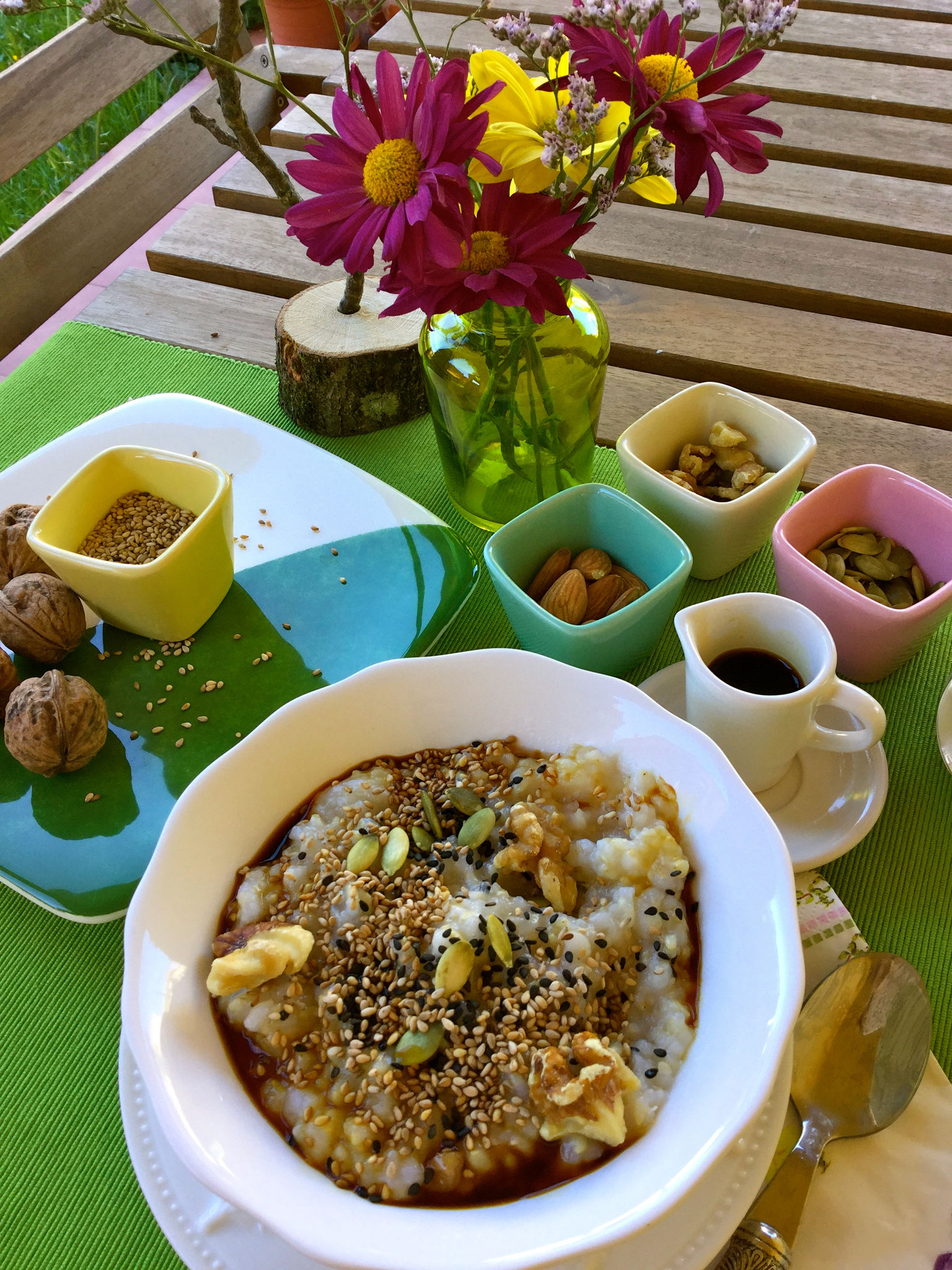 Crema de arroz con semillas y Tamari 