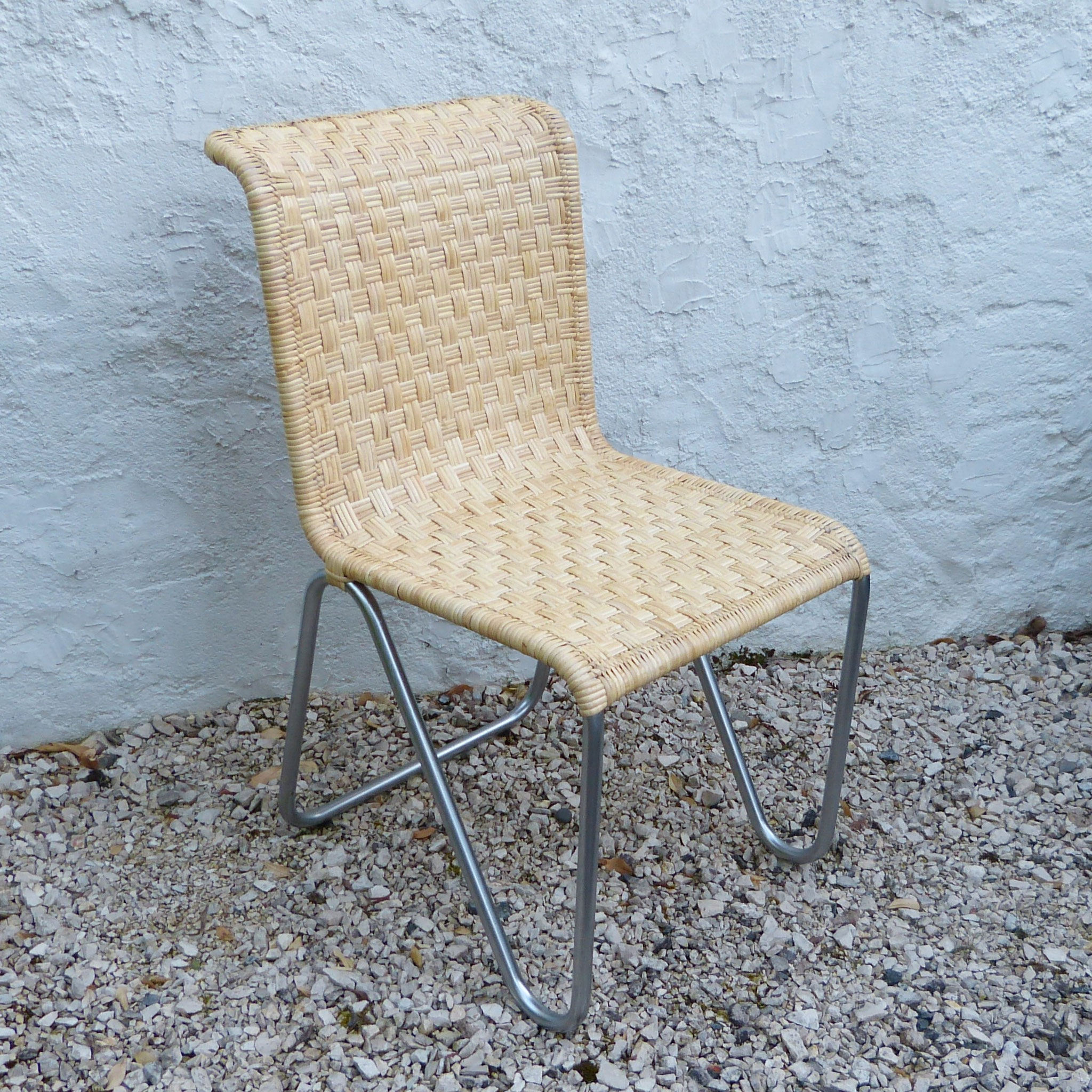 CHAISE MODERNE années 1970-80 (cannage serré dit « de lames »)