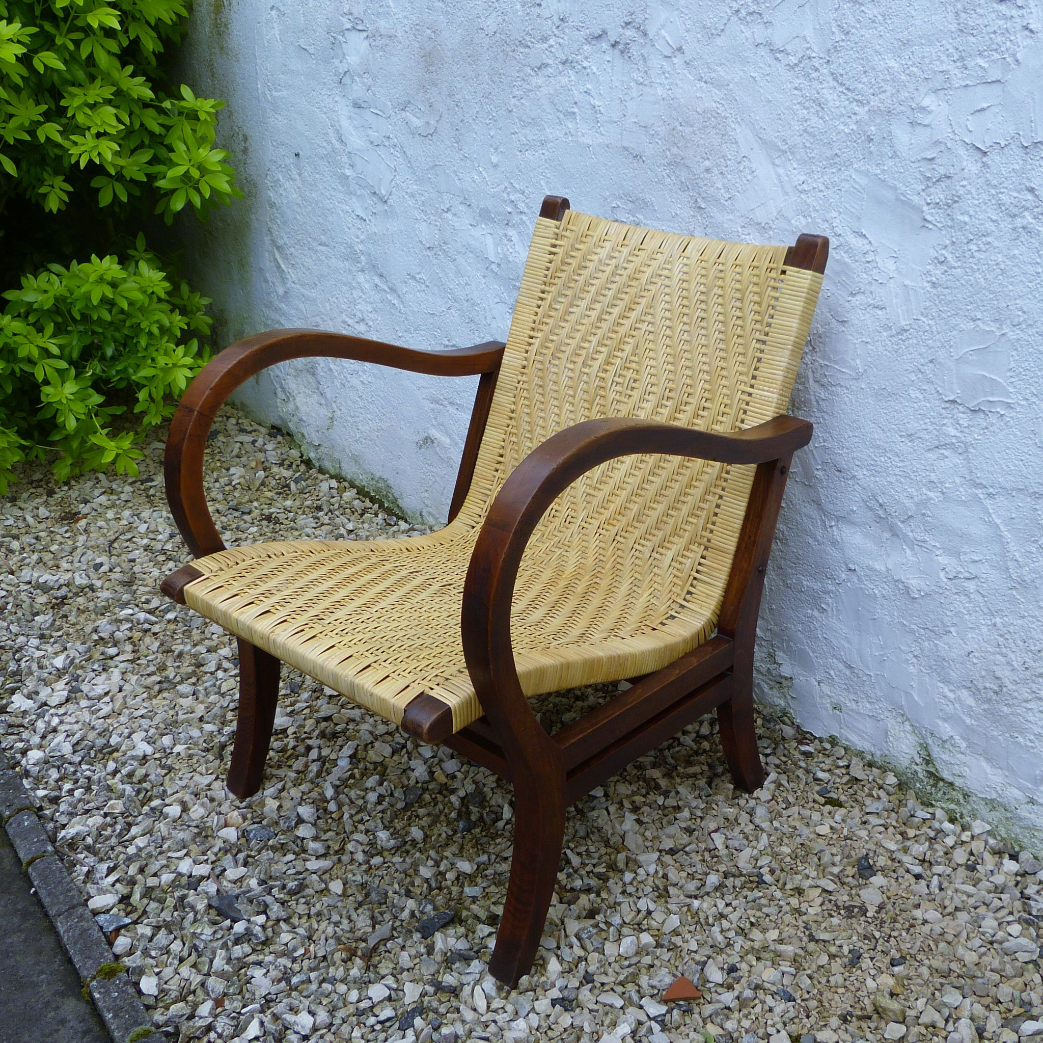 FAUTEUIL ART-DÉCO années 1930-40 (cannage serré ou « de lames »)