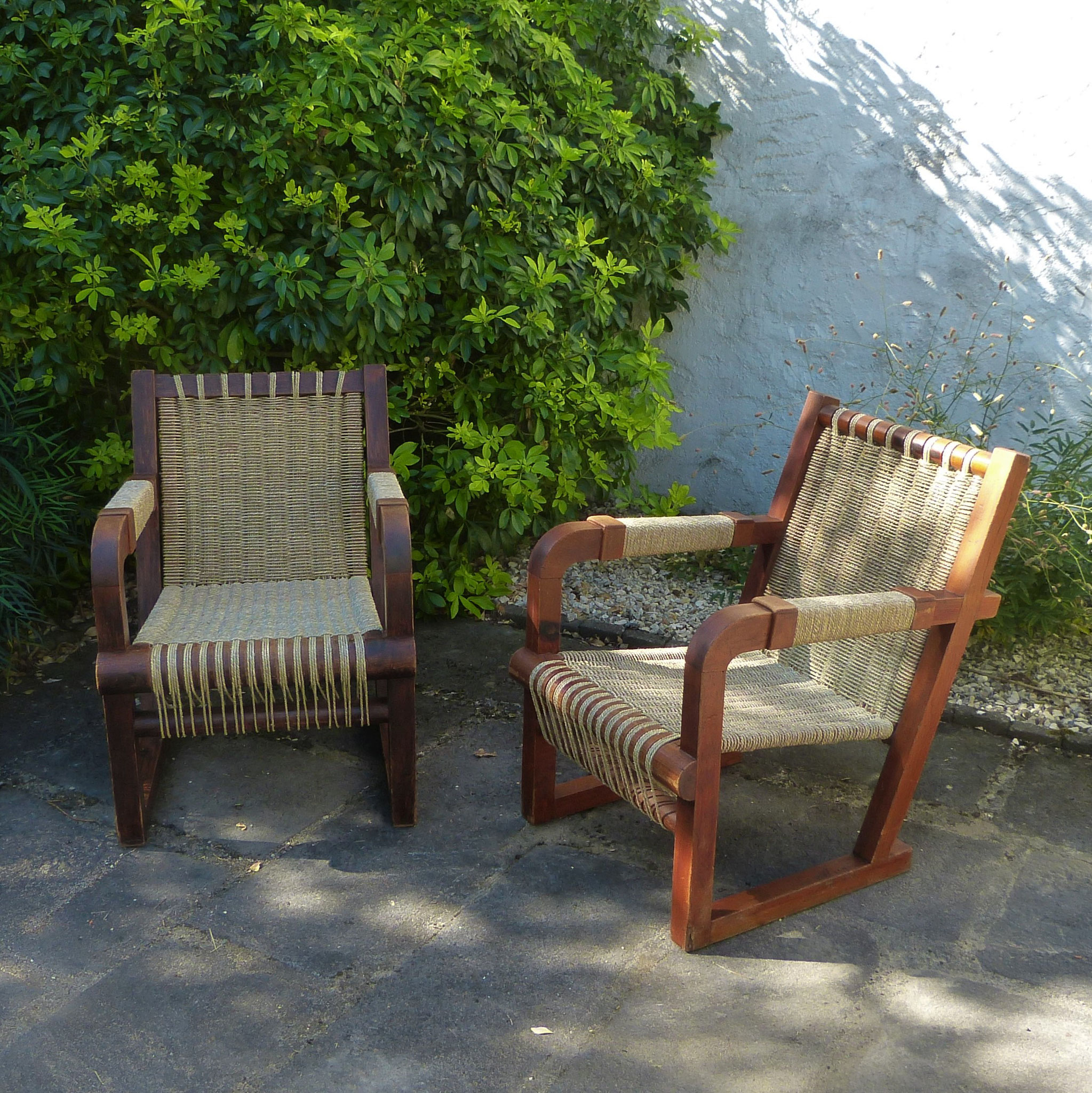 FAUTEUILS FRANCIS JOURDAIN années 1930 (corde végétale jonc de mer)