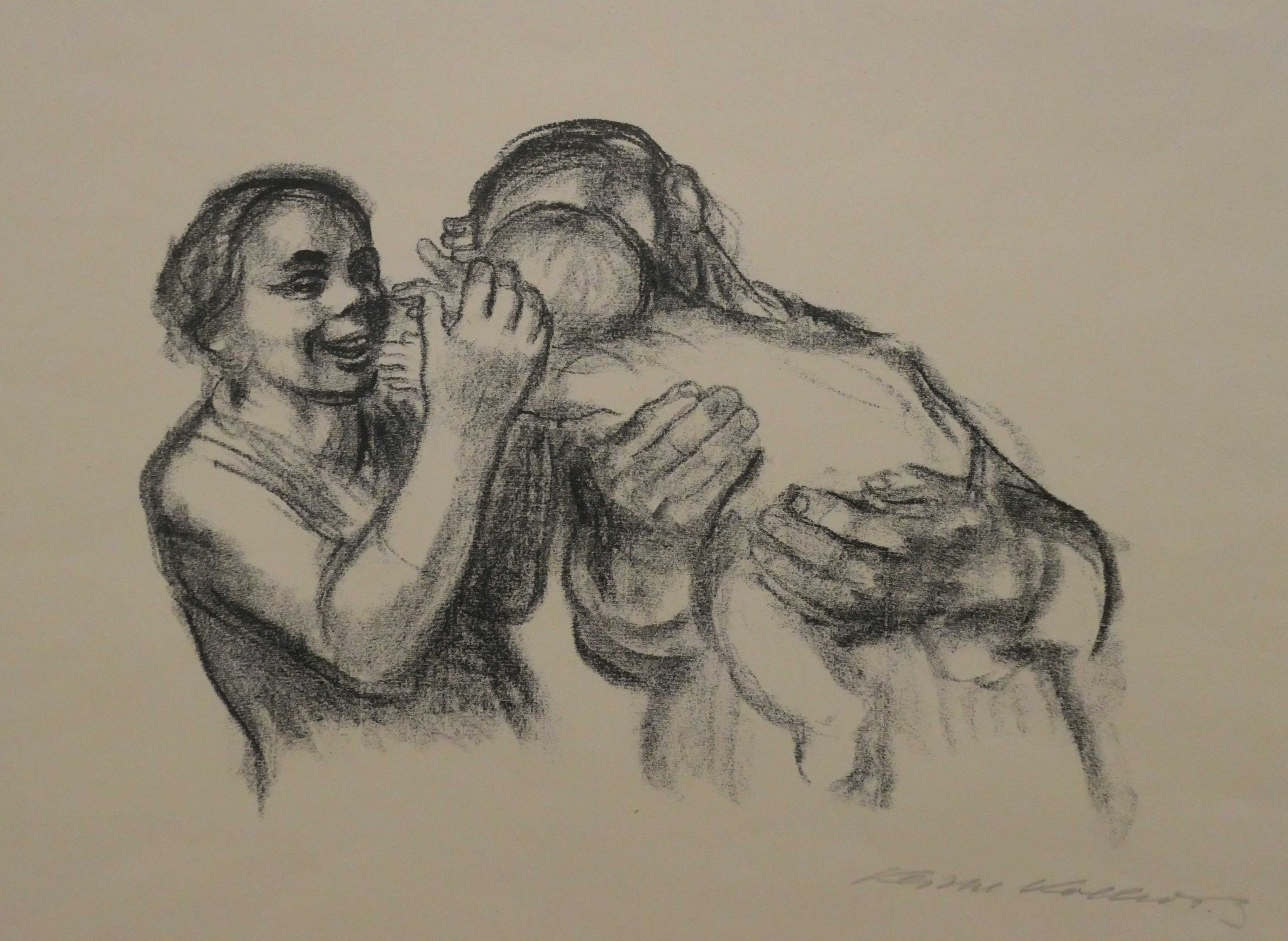 Käthe Kollwitz,  Eltern mit Kinde, Kreidelithografie, 1931, Käthe-Kollwitz-Museum, Berlin