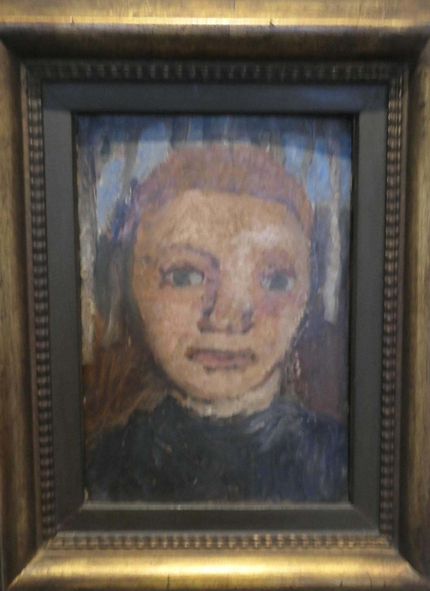 Paula Modersohn-Becker,Porträt eines rothaarigen Mädchens vor Birkenstämmen, 1902,Öl auf Pappe auf Holz, Museum Barkenhoff, Worpswede