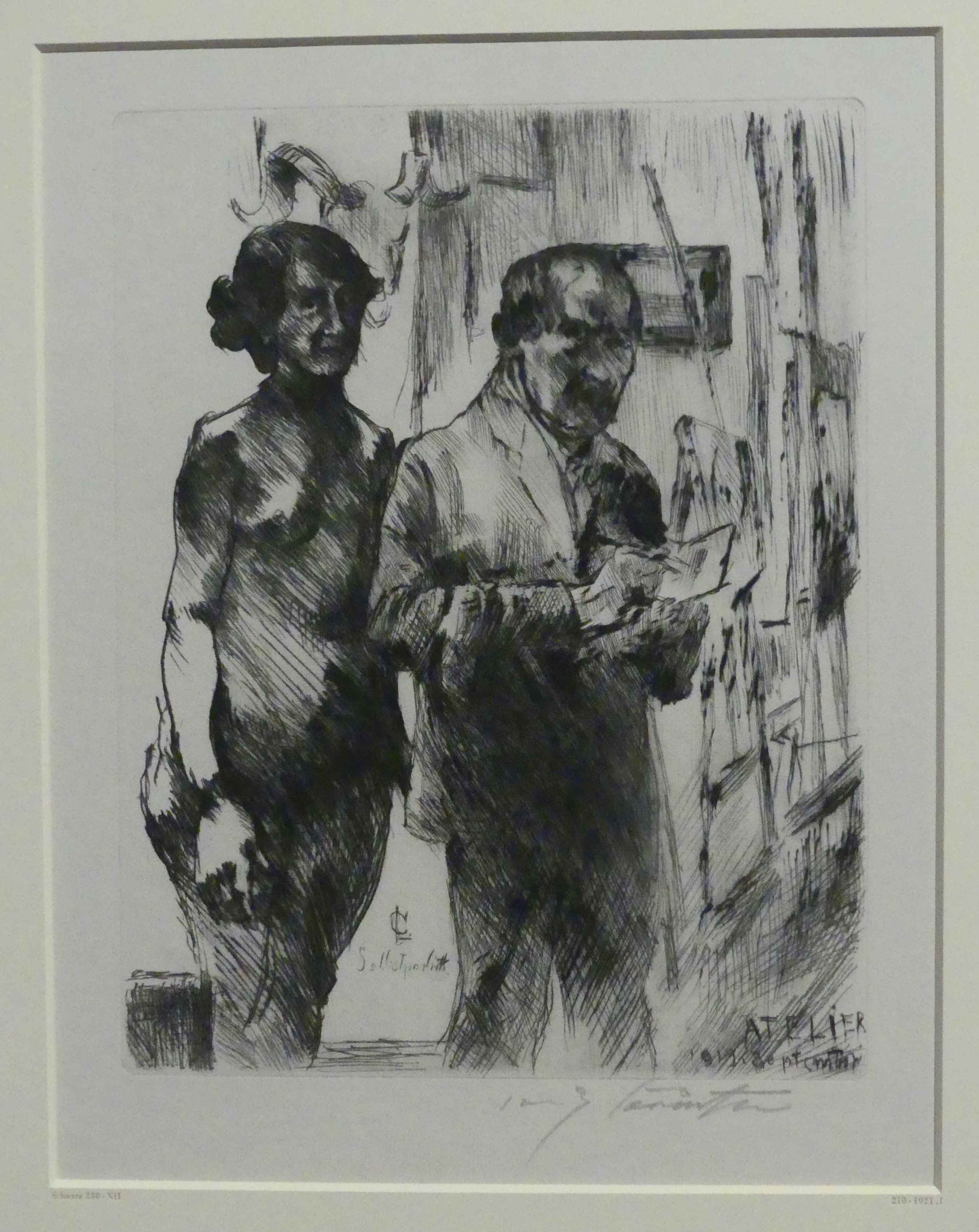 Lovis Corinth, Im Atelier, 1919, Kaltnadelradierung, Nationalgalerie Berlin