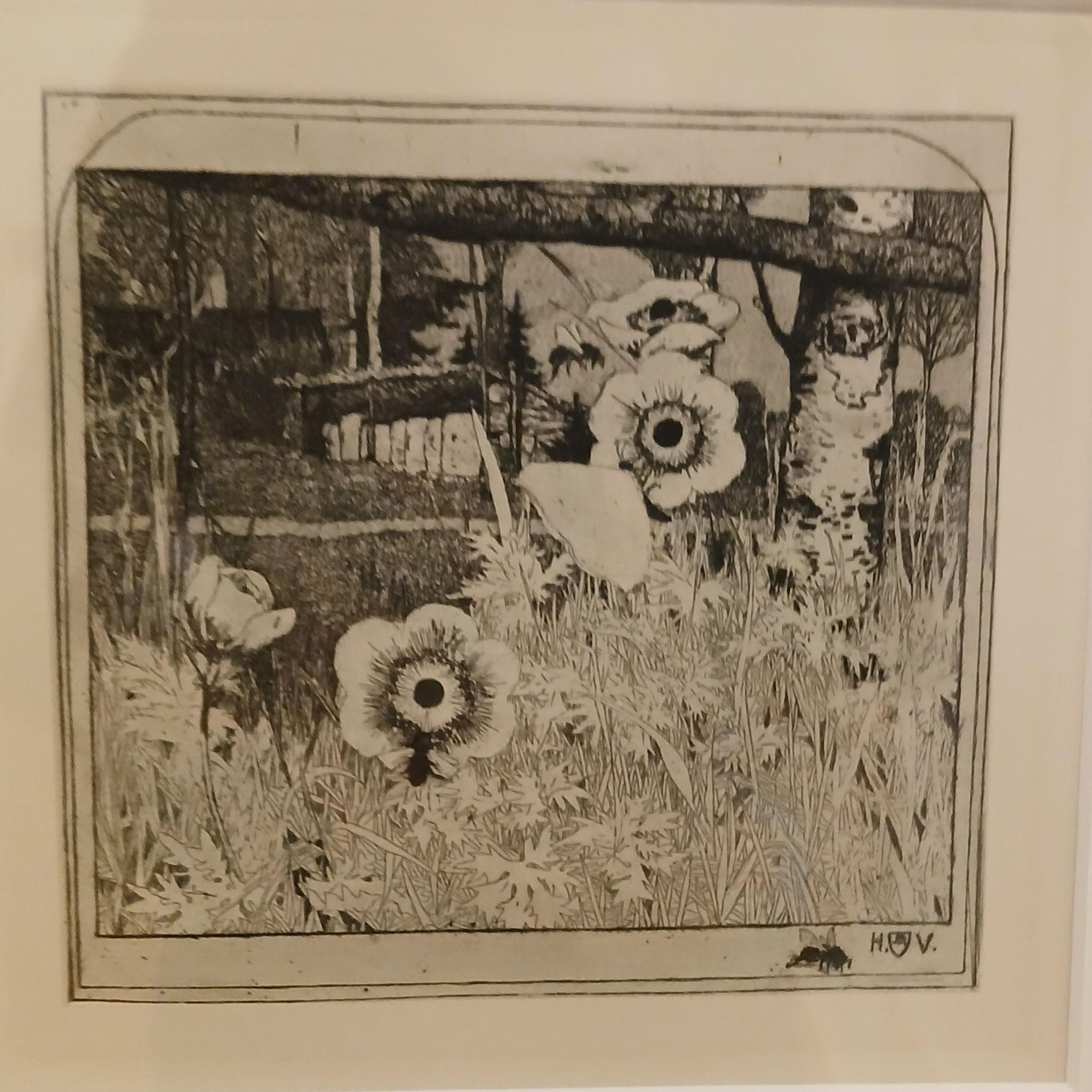 Heinrich Vogeler, Frühlingsblumen, Radierung, 1899, Sammlung im Barkenhoff, Worpswede