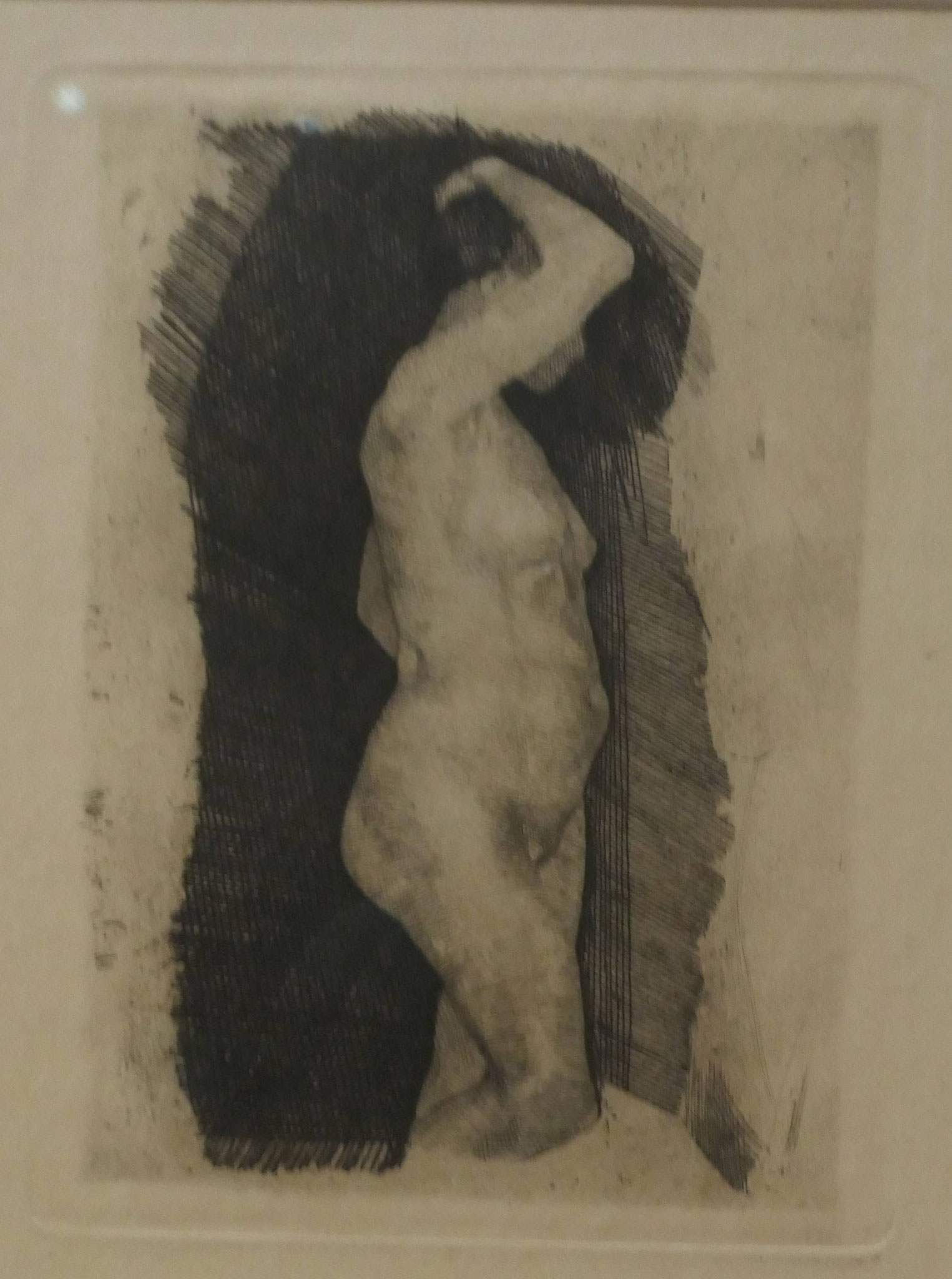 Käthe Kollwitz, Stehender weiblicher Akt, Radierung, 1900, Käthe-Kollwitz-Museum, Berlin