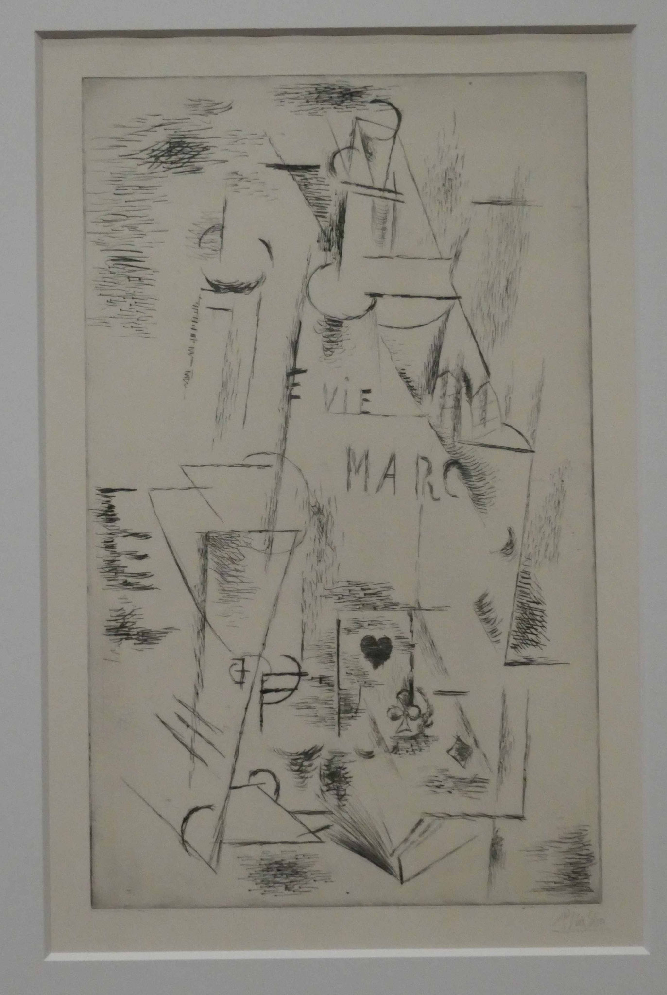 Pablo Picasso, Stilleben, Flasche, Kaltnadelradierung, 1911, The Scharf Collection
