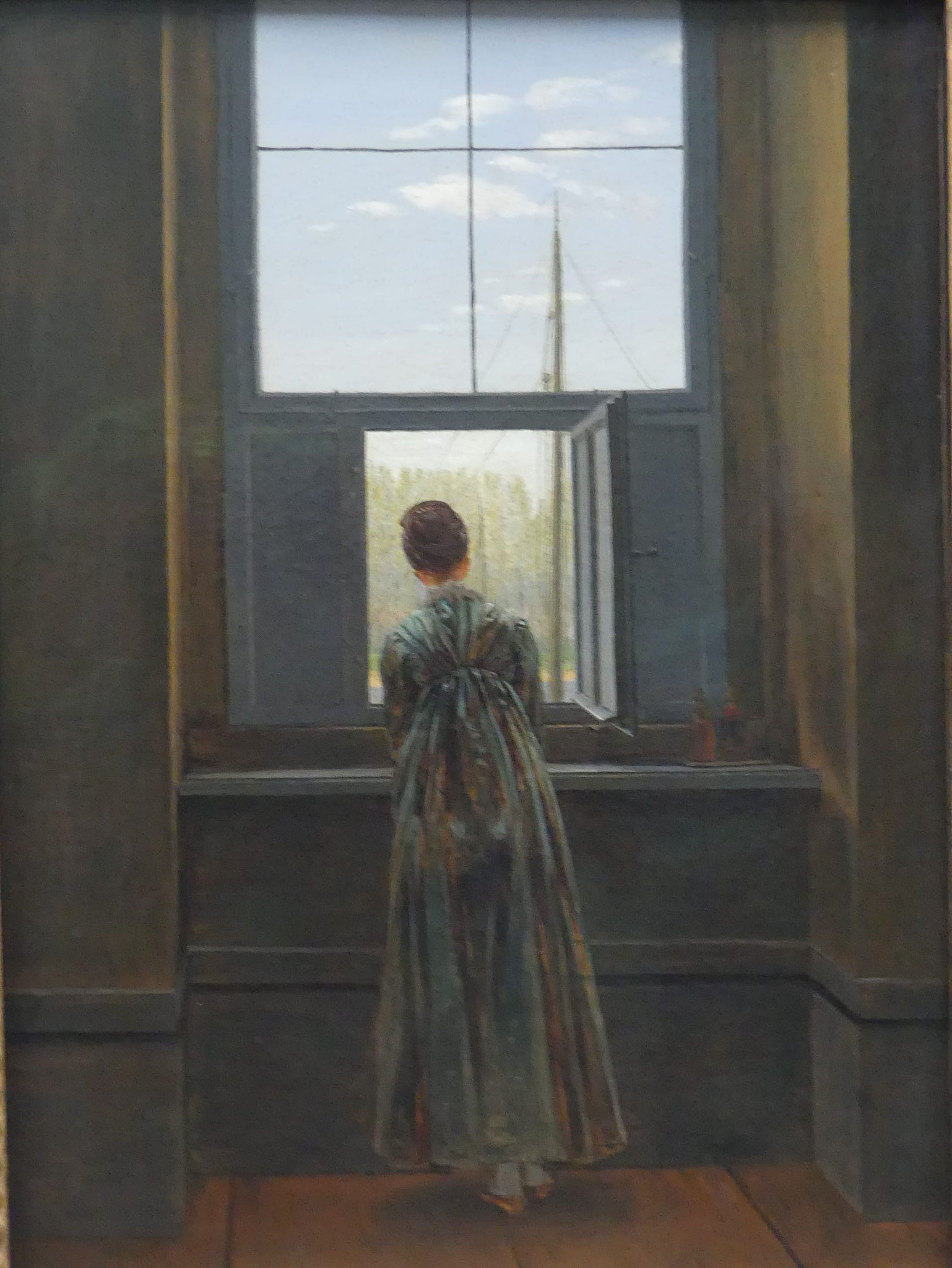 Caspar-David Friedrich, Frau am Fenster, Öl auf Leinwand, 1822, Staatliche Museen zu Berlin, Nationalgalerie