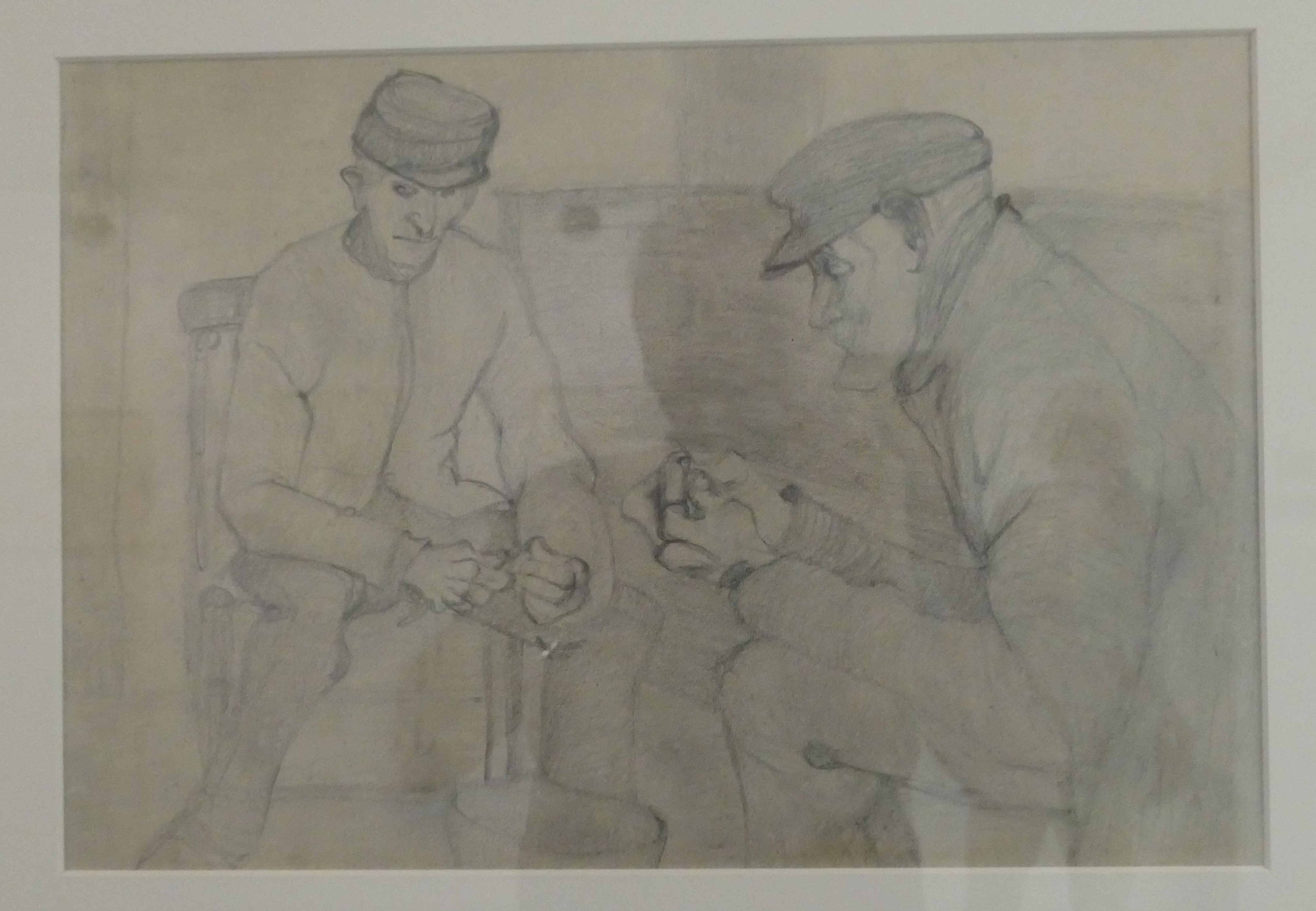 Paula Modersohn-Becker, Zwei Bauern, Kartoffeln schälend, Bleistiftzeichnung, 1899-1900, Modersohn-Becker Museum, Bremen