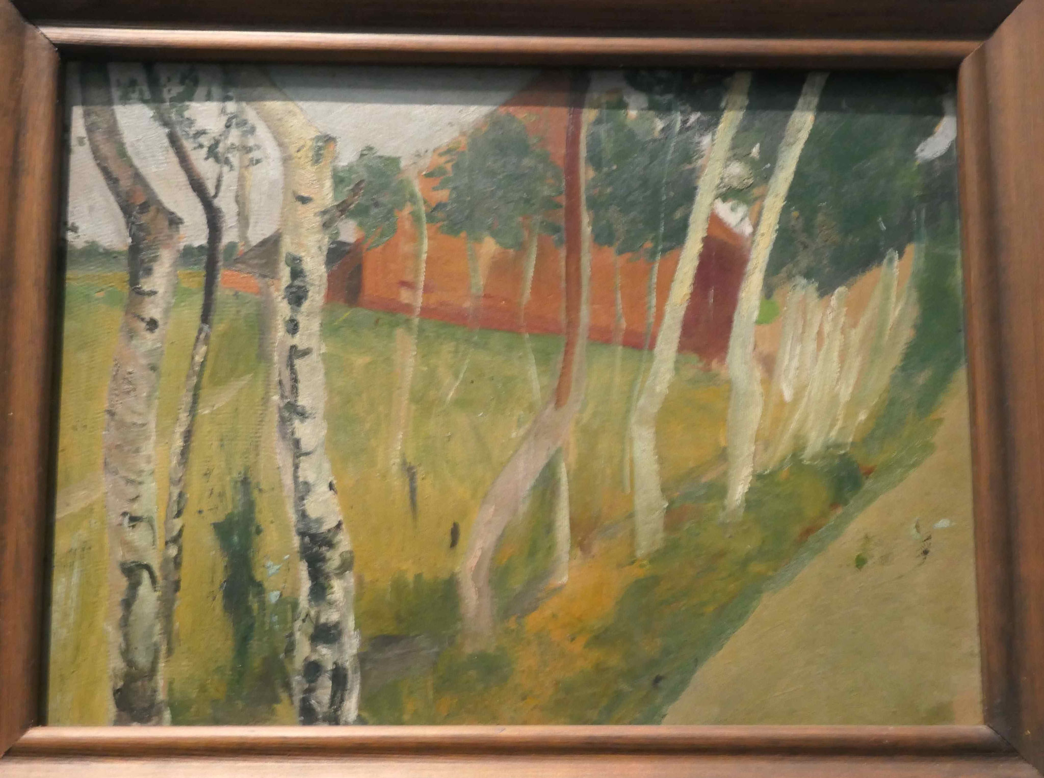 Paula Modersohn-Becker, Landstraße mit rotem Haus, Tempera auf Pappe, um 1902,   Modersohn-Becker Museum, Bremen
