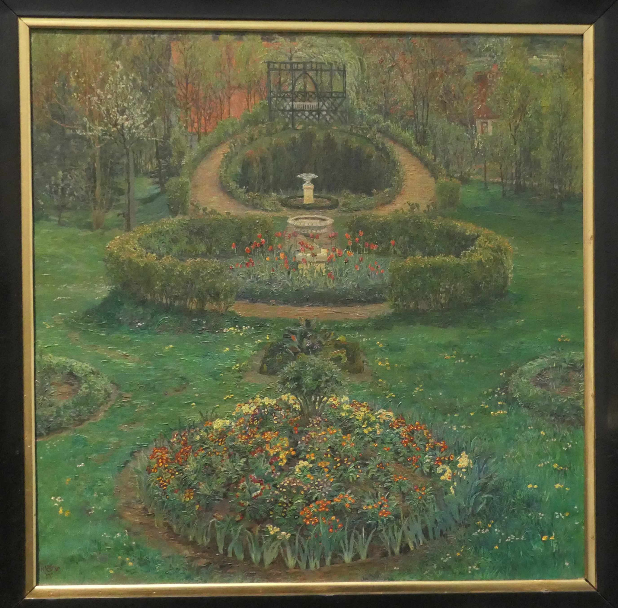 Heinrich Vogeler, Blumenbeete im Garten des Künstlers, Öl auf Leinwand, Sammlung im Barkenhoff, Worpswede