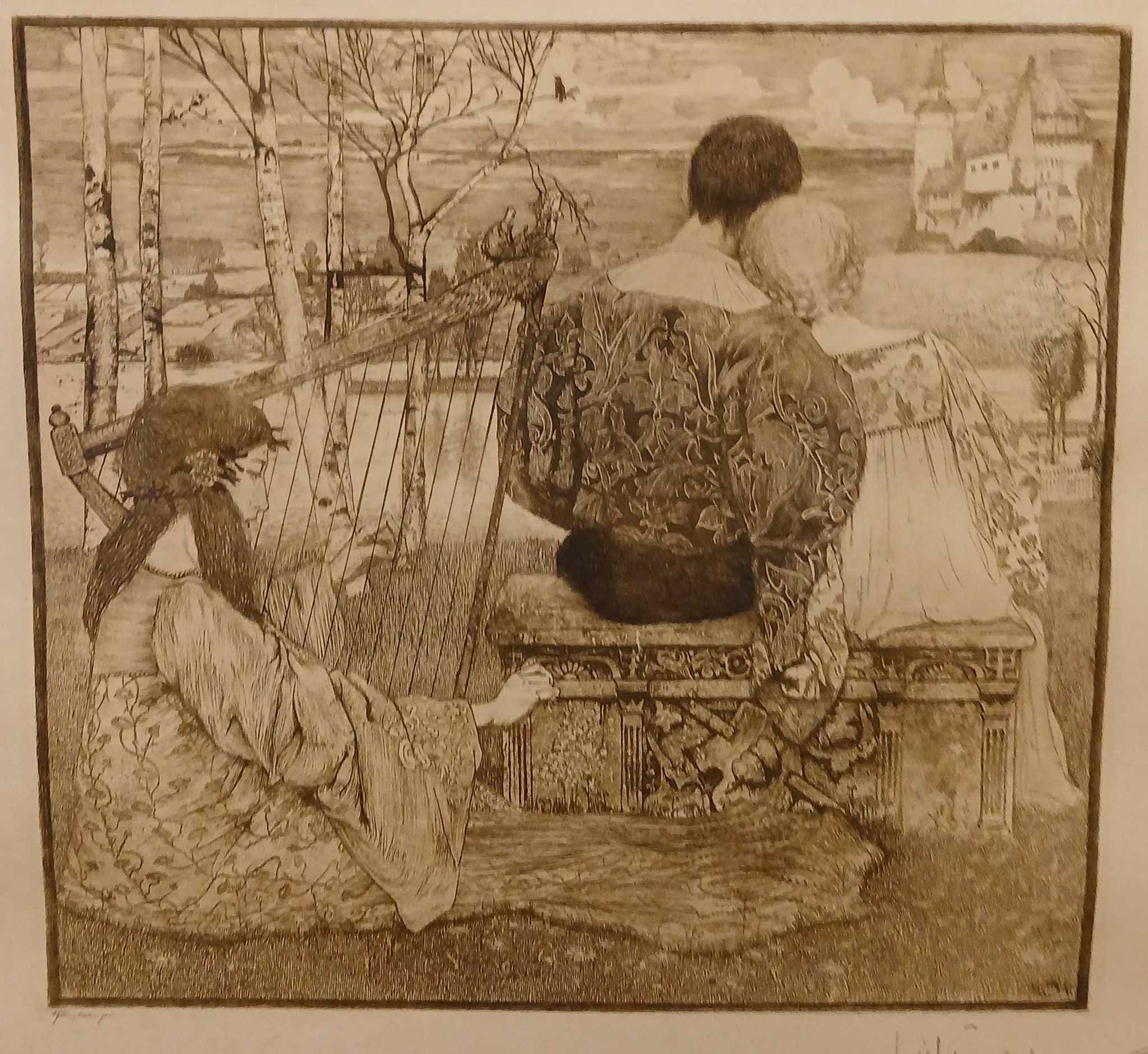 Heinrich Vogeler, Radierung, Sammlung im Barkenhoff, Worpswede