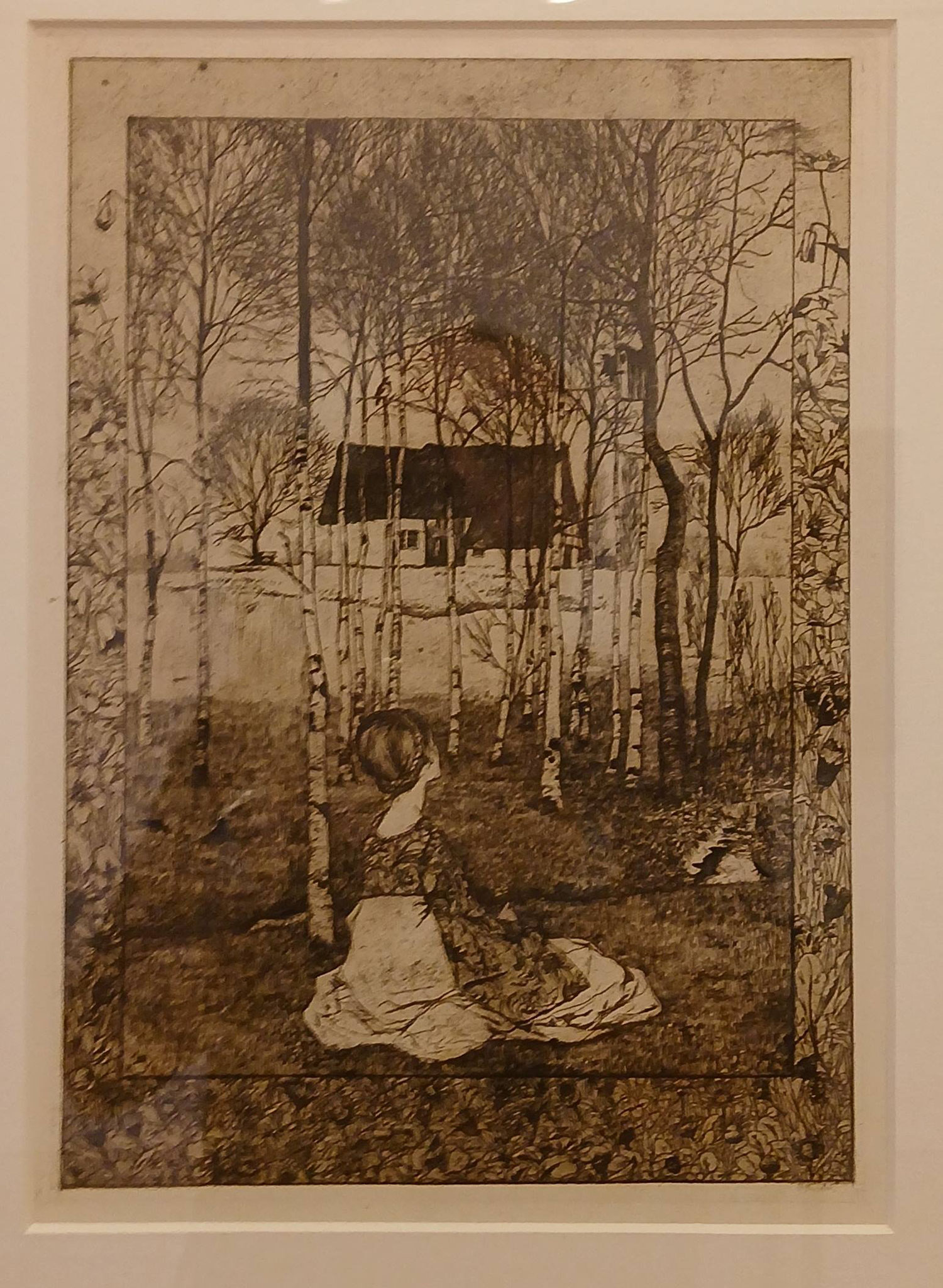 Heinrich Vogeler, Um Mittag,  Radierung, 1899, Sammlung im Barkenhoff, Worpswede