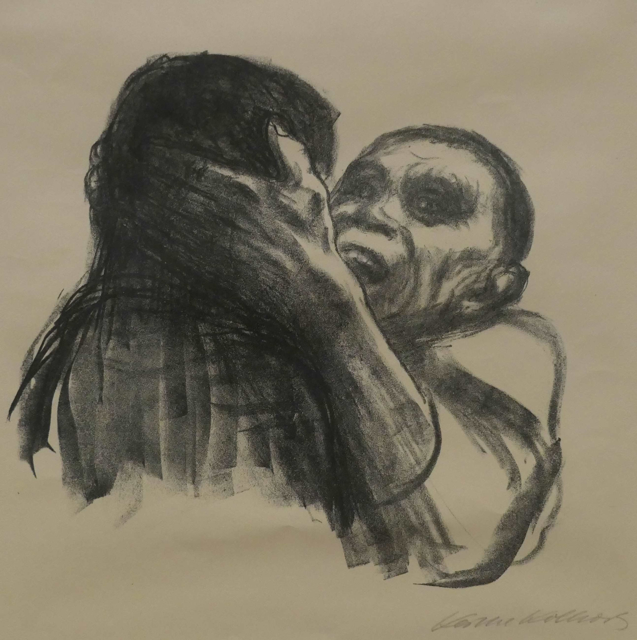 Käthe Kollwitz,  Tod wird als Freund erkannt, Kreidelithografie, 1937, Käthe-Kollwitz-Museum, Berlin