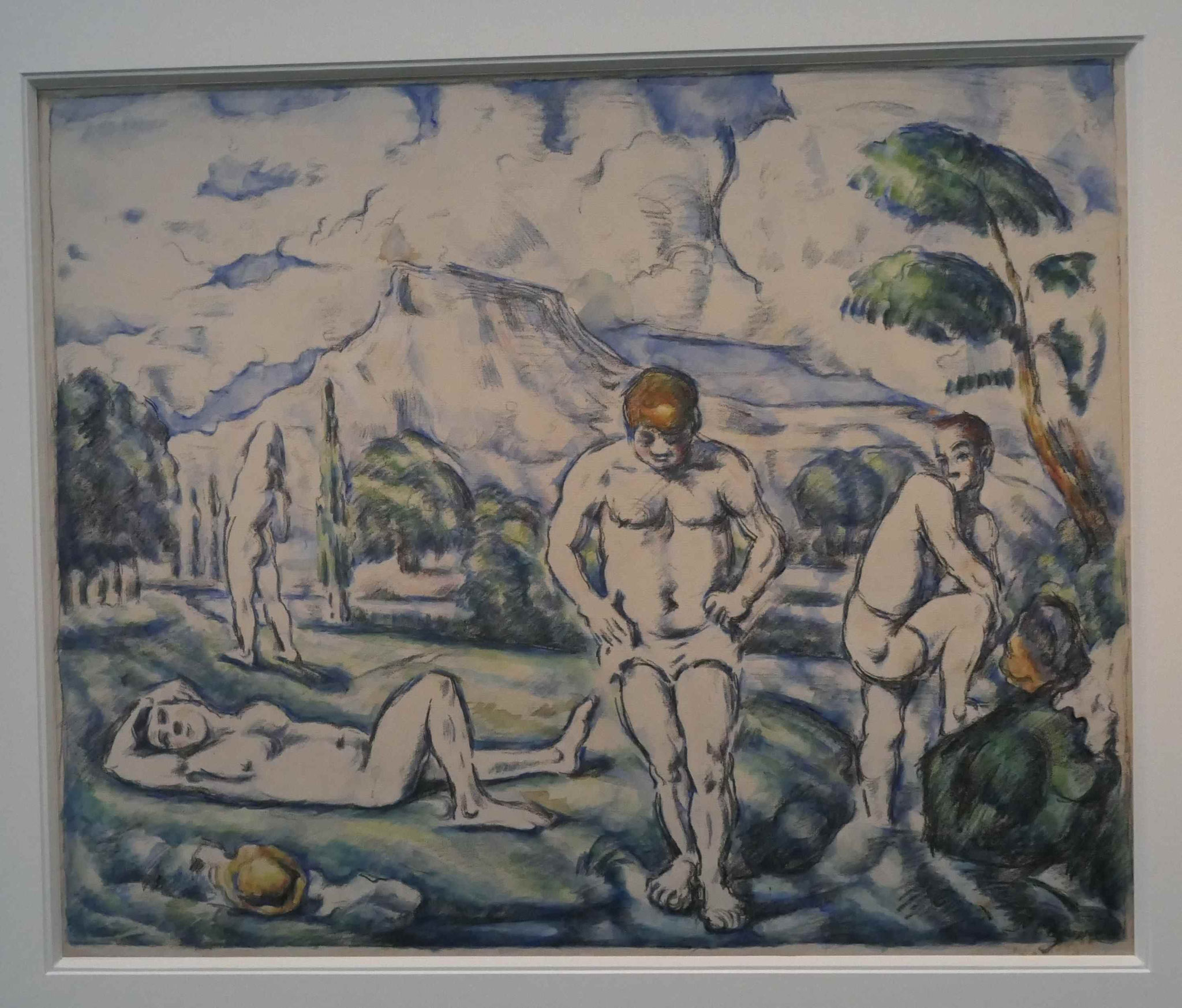 Paul Cezanne, Die Badenden, Aquarellfarben über Lithografie, 1896-1898, The Scharf Collection