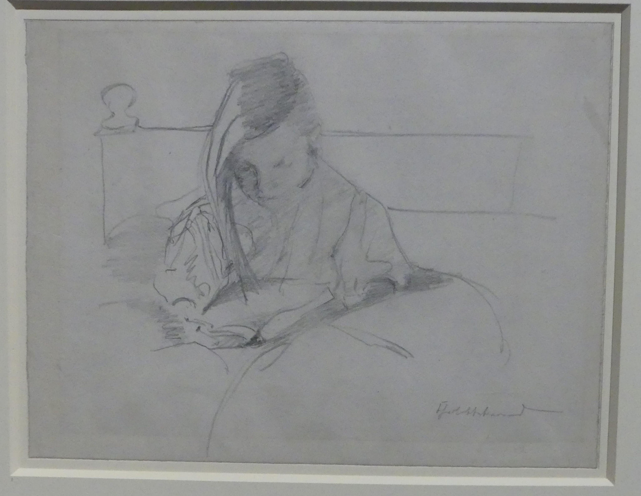 Lovis Corinth, Wilhelmine Corinth lesend, um 1920, Bleistift, Nationalgalerie Berlin