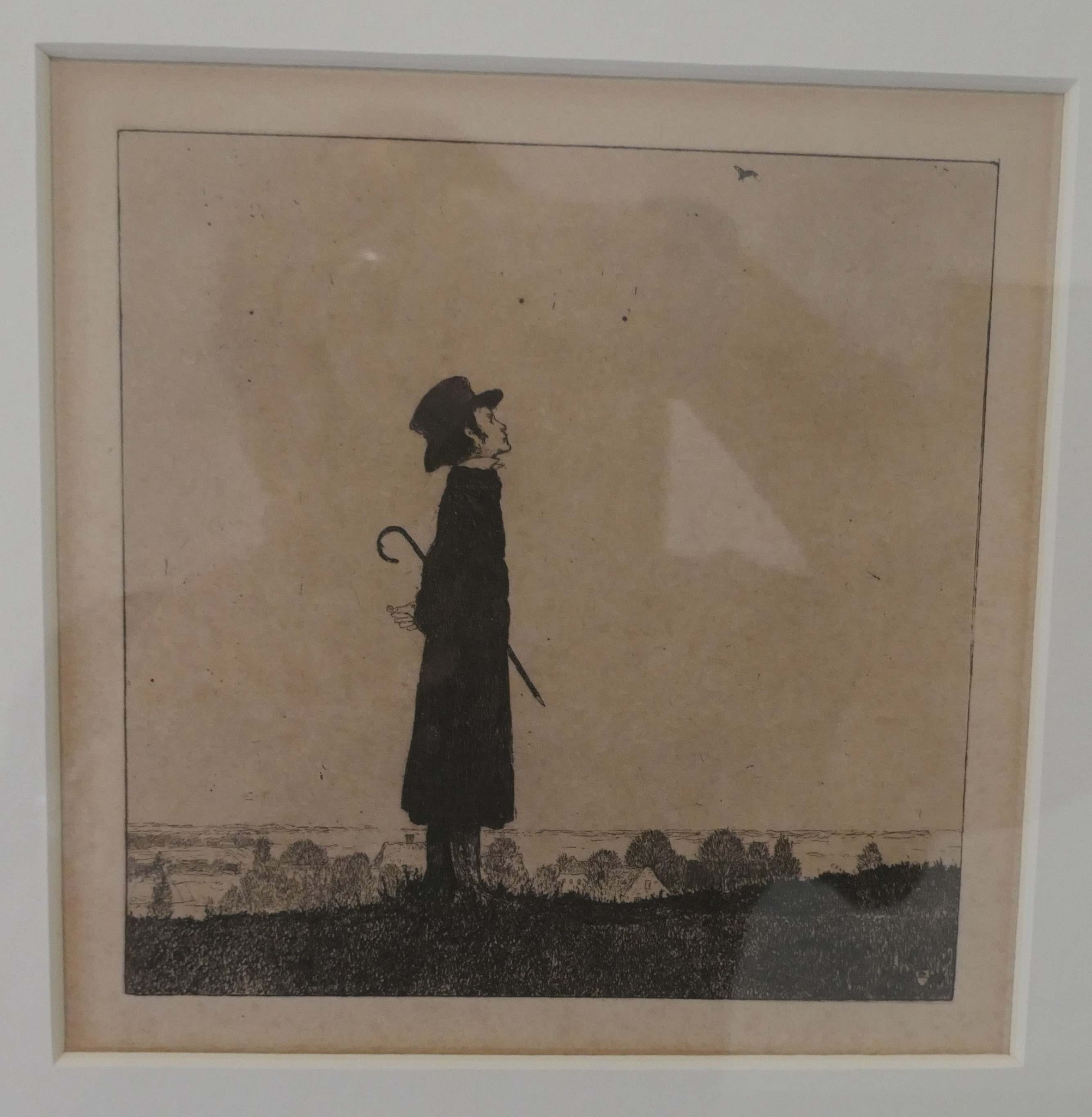 Heinrich Vogeler, Die Lerche (Selbstbildnis), Radierung, 1899, Barkenhoff Stiftung, Worpswede