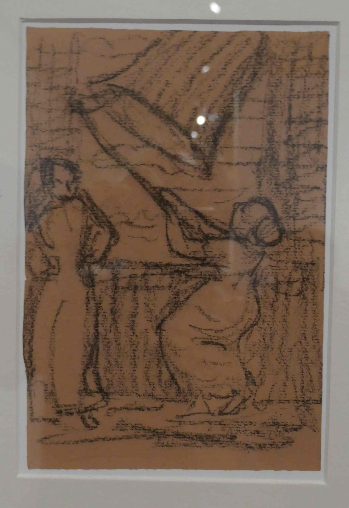 Paula Modersohn-Becker, Clara Westhoff und Paula Becker die Glocke läutend, Kreide auf Papier, 1900,Museum Barkenhoff, Worpswede