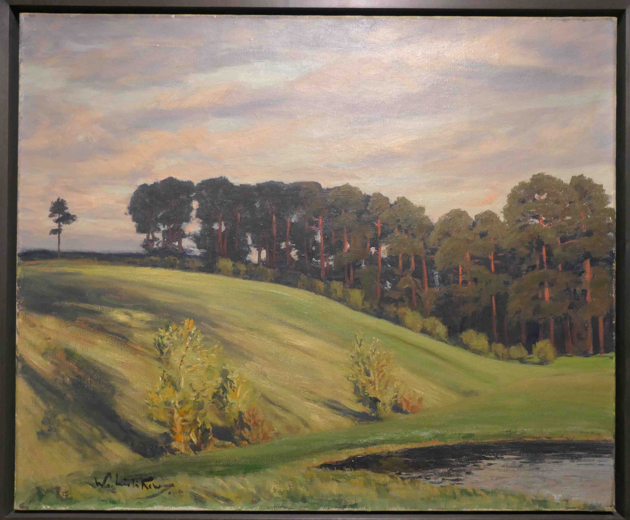 Walter Leistikow,  Wiesn-  Waldlandschaft mit kleinem Gewässer, .J. Öl auf Leinwand, Bröhan Museum, Berlin
