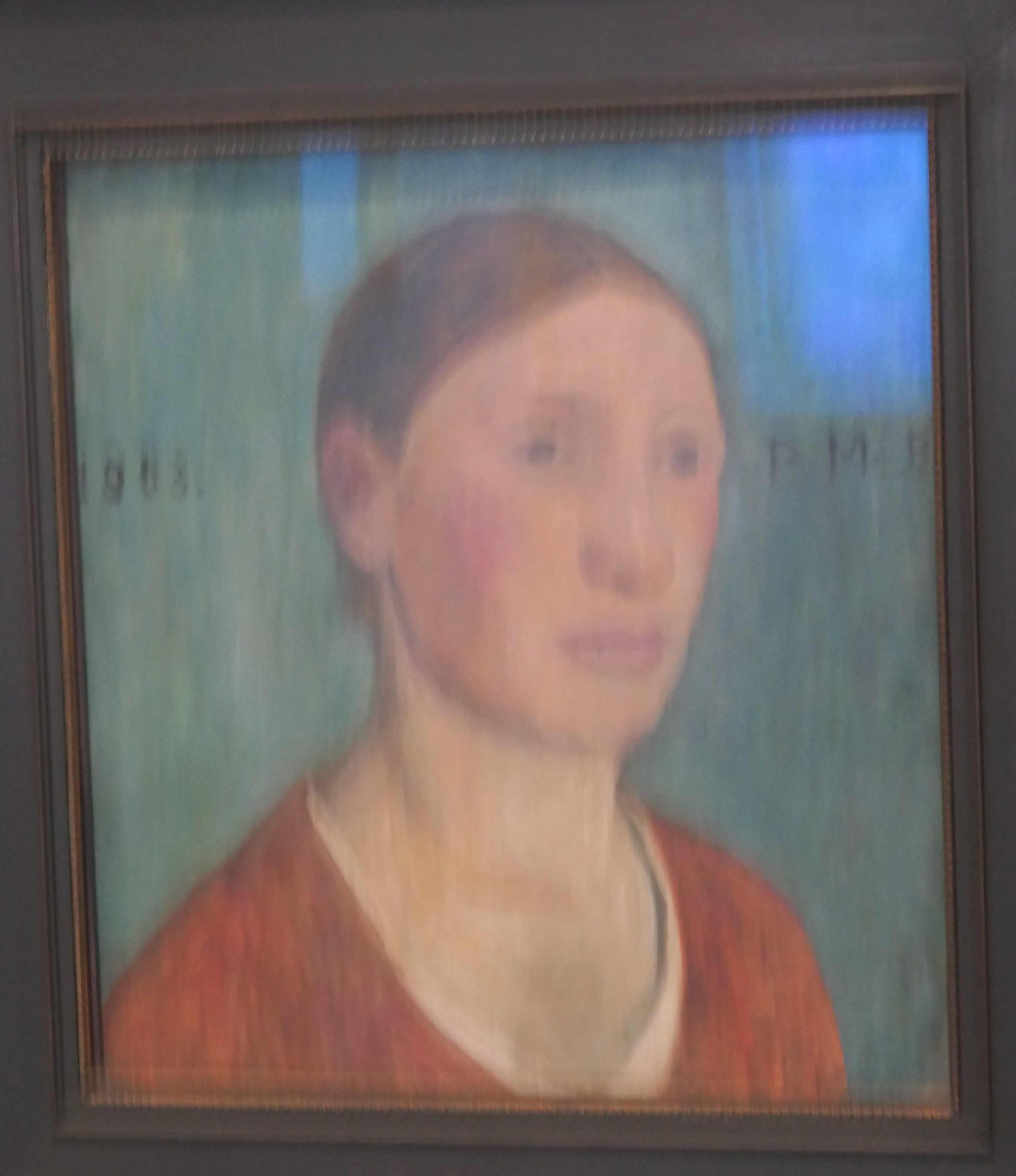 Paula Modersohn-Becker, Brustbild einer Bauersfrau im roten Kleid, Öl auf Pappe, 1903,Museum Barkenhoff, Worpswede