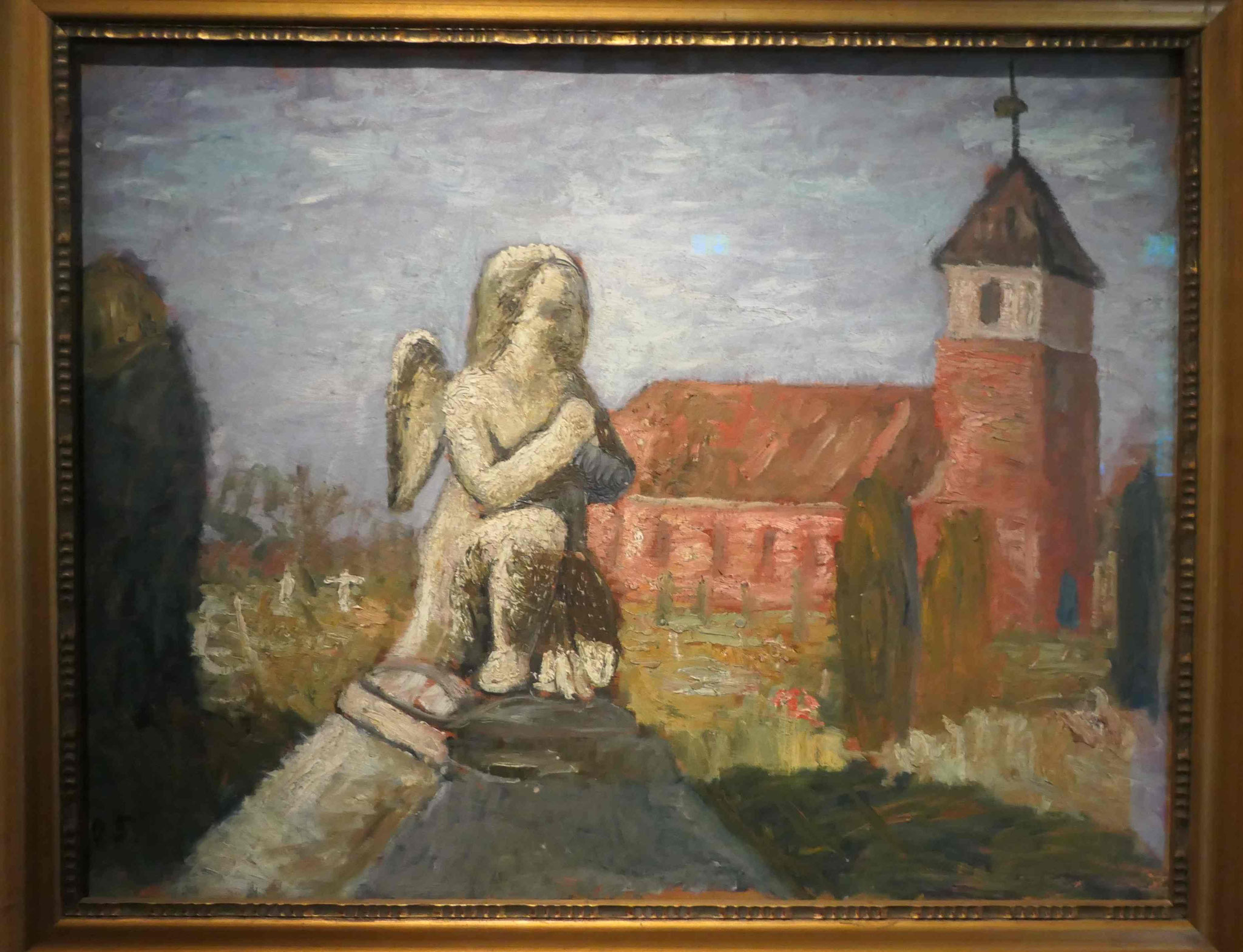 Paula Modersohn-Becker, Worpsweder Kirche mit Friedhof, Öl auf Pappe, 1905,Museum Barkenhoff, Worpswede