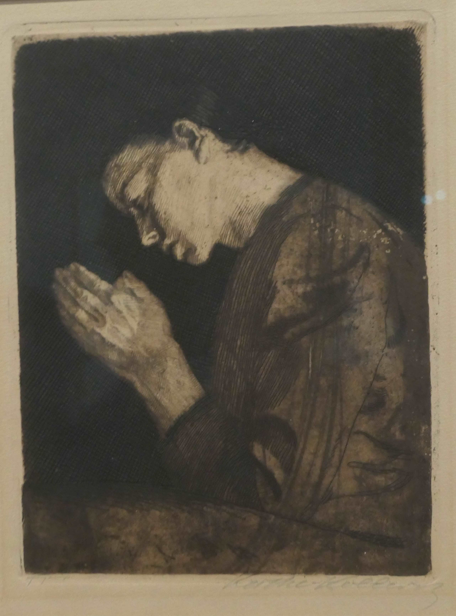 Käthe Kollwitz, Betendes Mädchen, Radierung, 1892, Kollwitz-Museum, Berlin