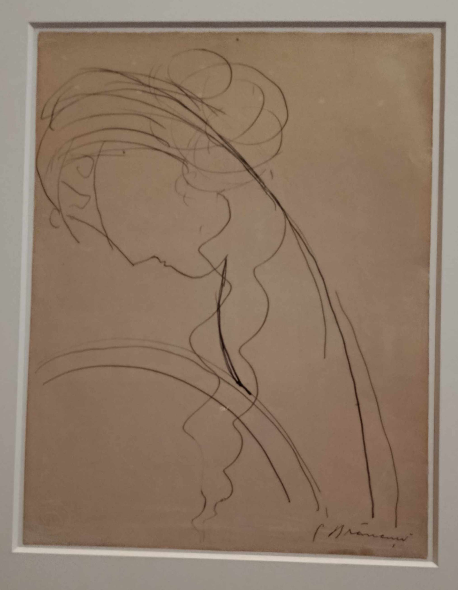 Constantin Brancusi, Zeichnung, basierend auf Frau, die sich im Spiegel betrachtet, Centre Pompidou, Paris
