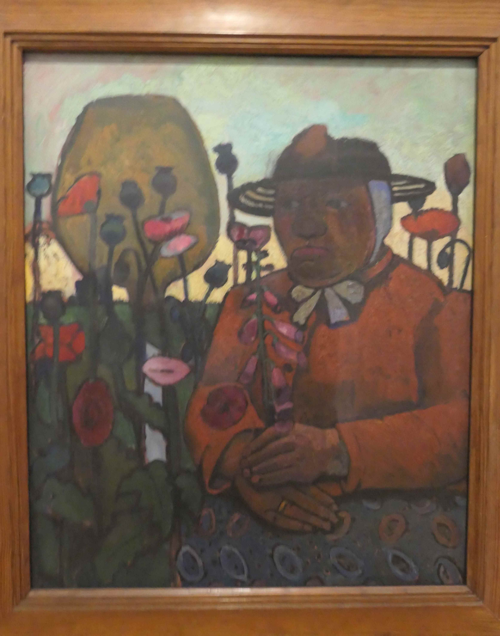 Paula Modersohn-Becker, Alte Armenhäuslerin mit Glaskugel und Mohnblumen, Öltempera auf Leinwand, 1907,Modersohn-Becker Museum, Bremen