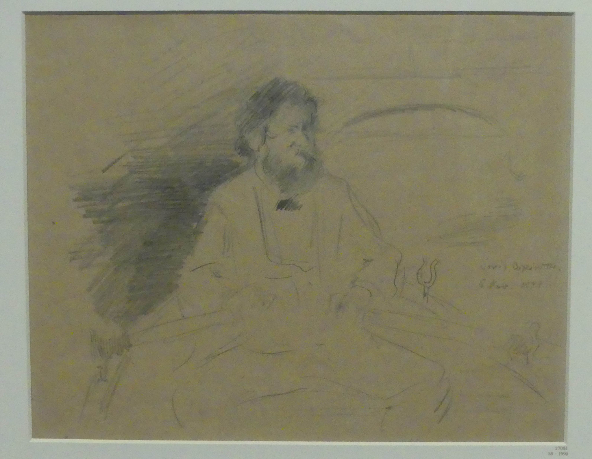 Lovis Corinth, Fritz Rumpf auf dem Heiligen See in Potsdam rudernd, 1899, Bleistift, Nationalgalerie Berlin