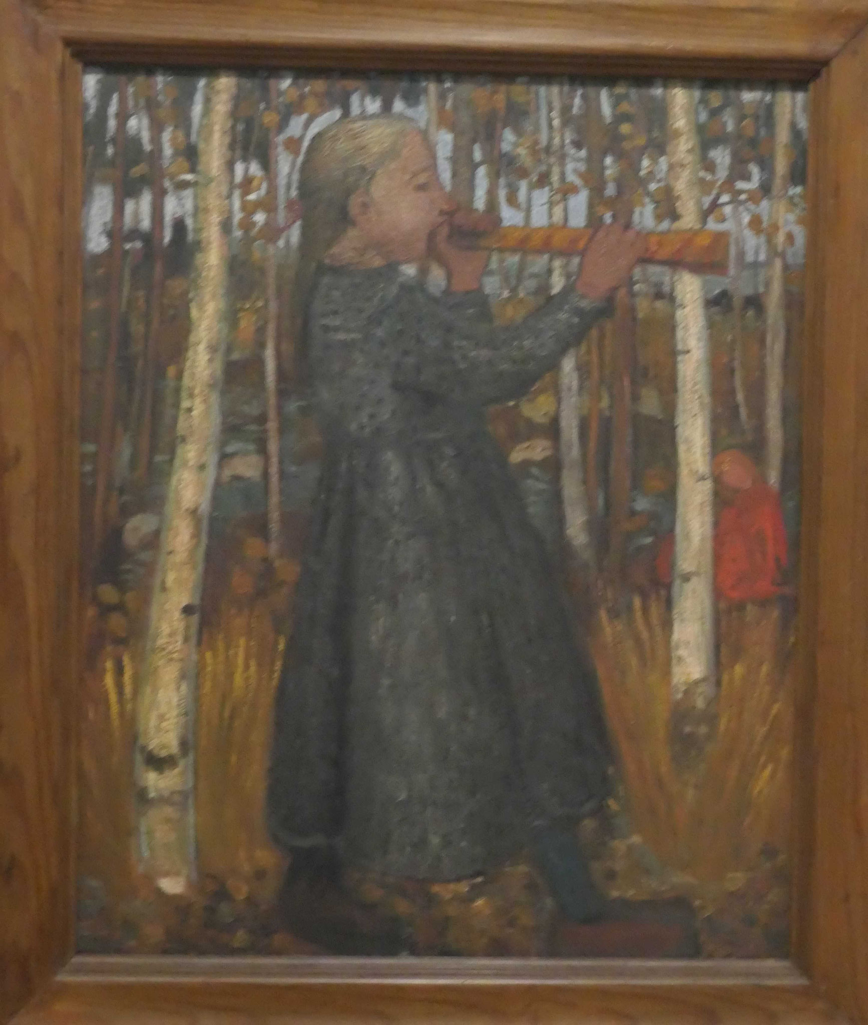 Paula Modersohn-Becker, Flöte blasendes Mädchen im Birkenwald, Öltempera auf Leinwand, 1905,Modersohn-Becker Museum, Bremen