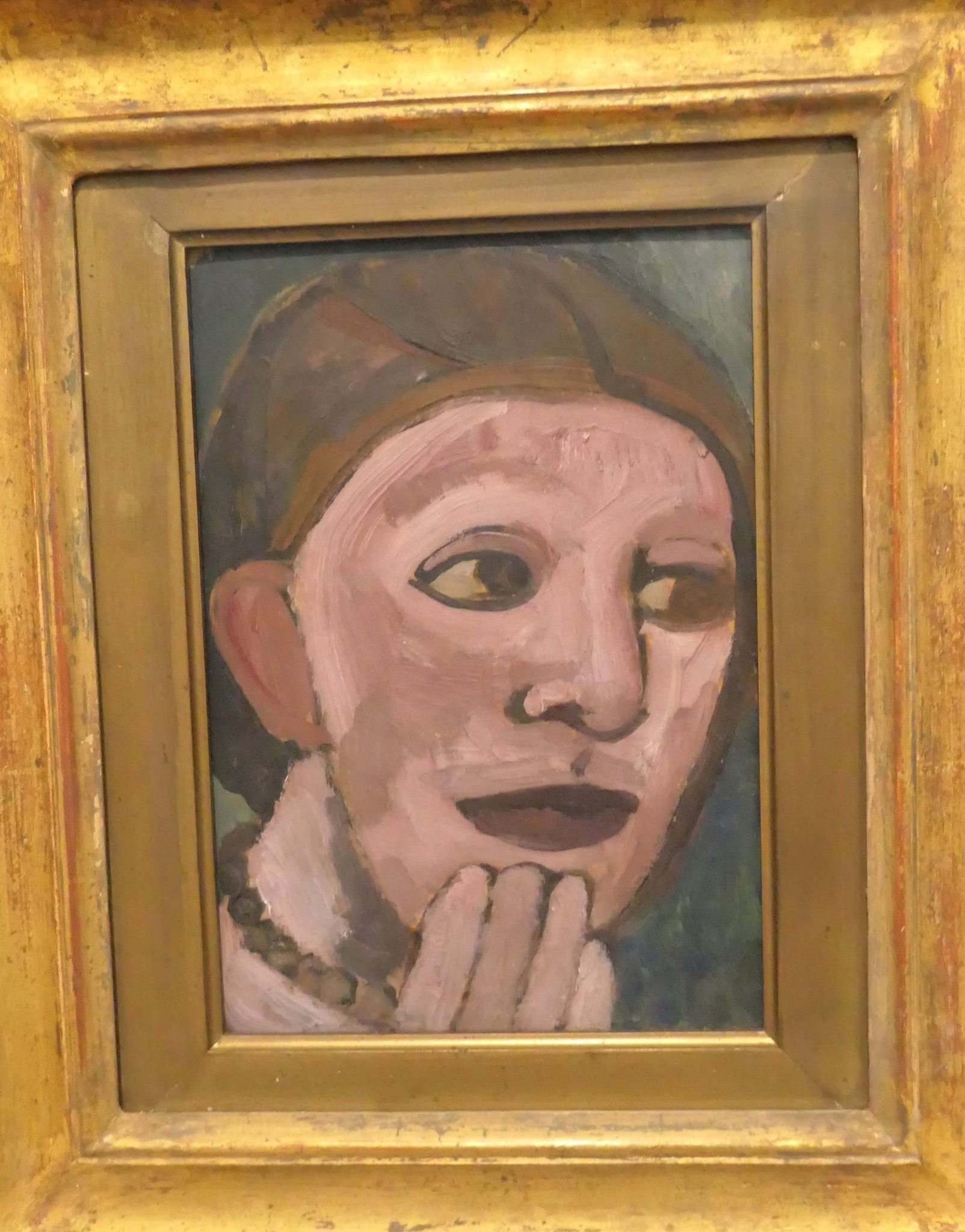 Paula Modersohn-Becker, Selbstbildnis nach halbrechts, die Hand am Kinn, Öltempera auf Pappe, 1906Modersohn-Becker Museum, Bremen