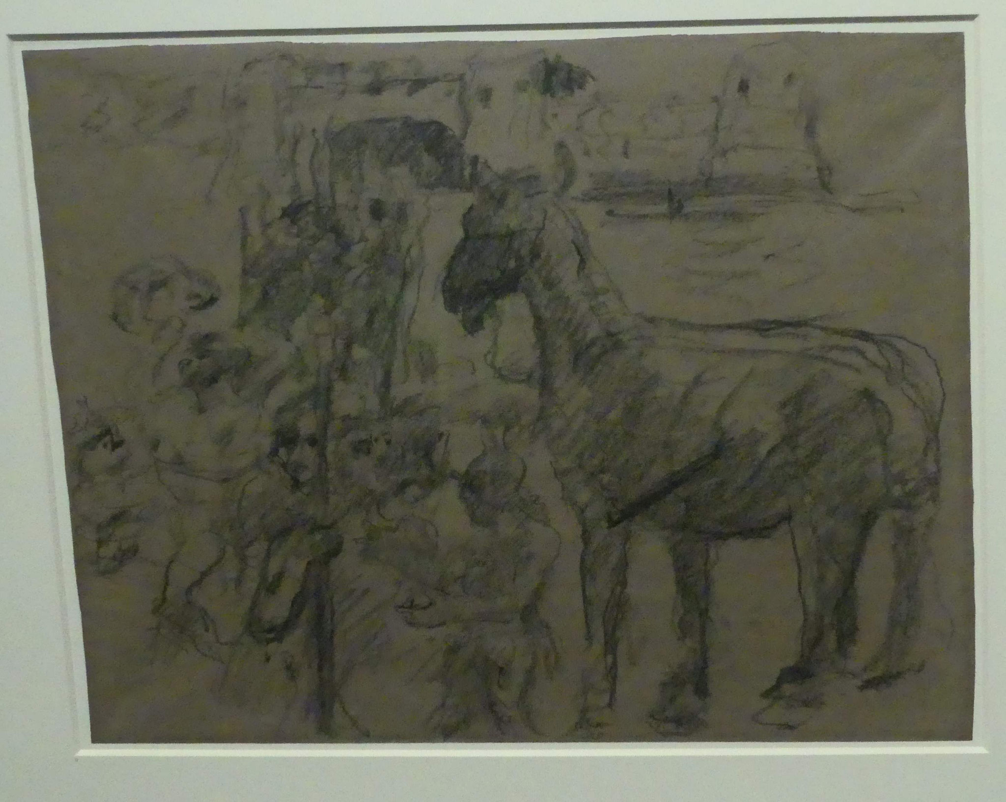 Lovis Corinth, Das trojanische Pferd (Studie zum Gemälde in der Nationalgalerie), 1224, Kreide, Nationalgalerie Berlin