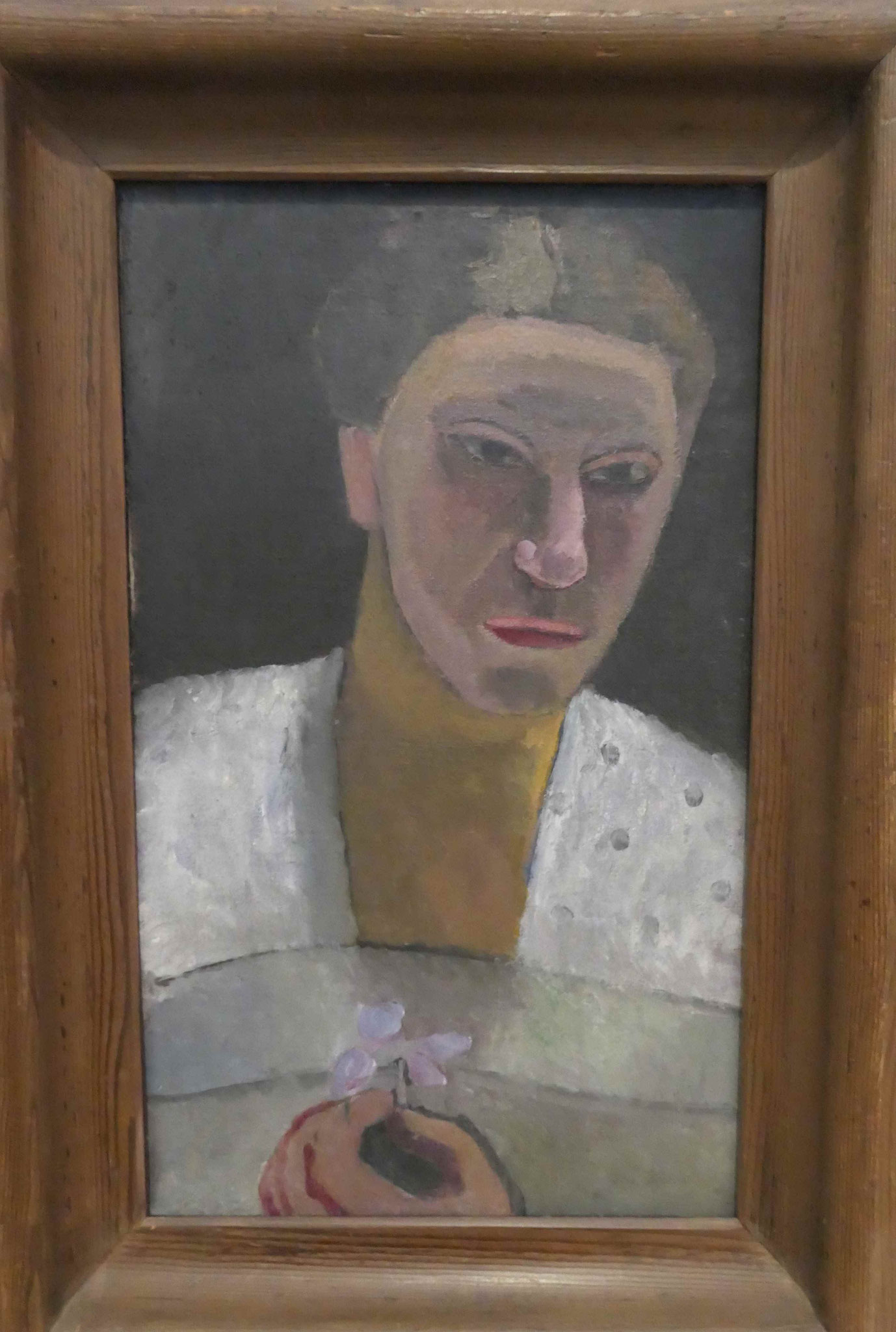 Paula Modersohn-Becker, Brustbild Lee Hoetger mit Blume, Öltempera auf Leinwand, 1906, Modersohn-Becker Museum, Bremen