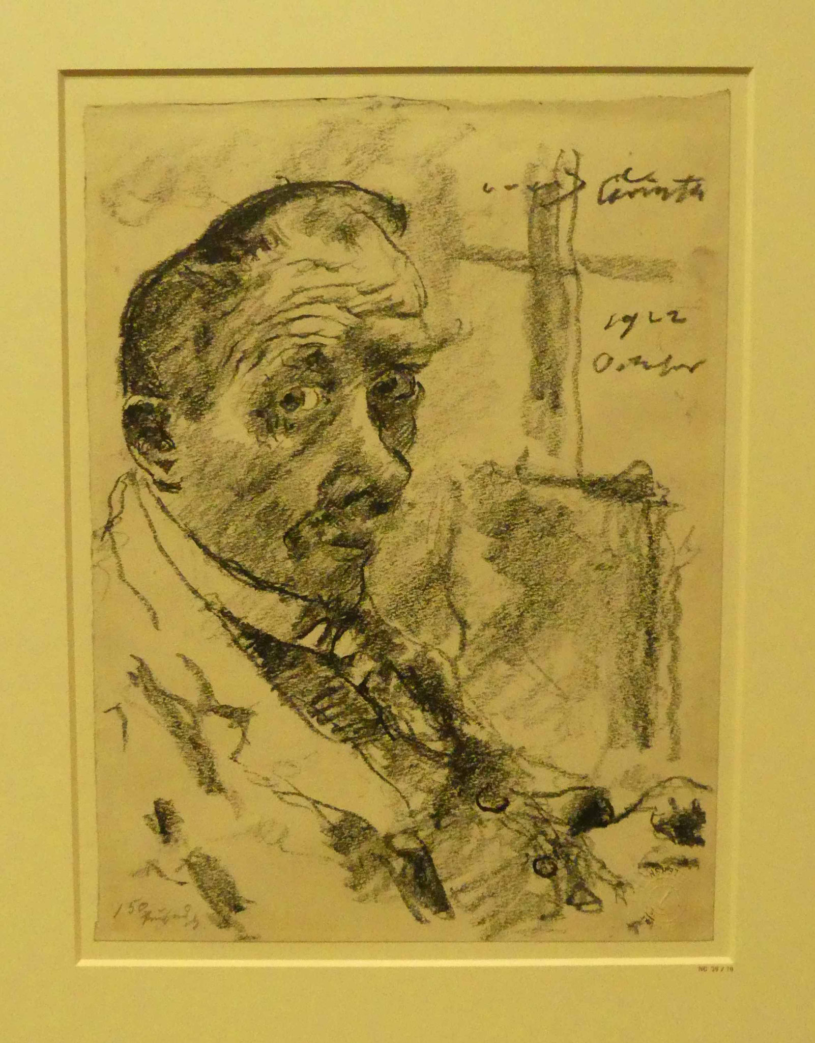 Lovis Corinth, Selbstbildnis am Fenster, 1922, Schwarze Lithokreide, Nationalgalerie Berlin