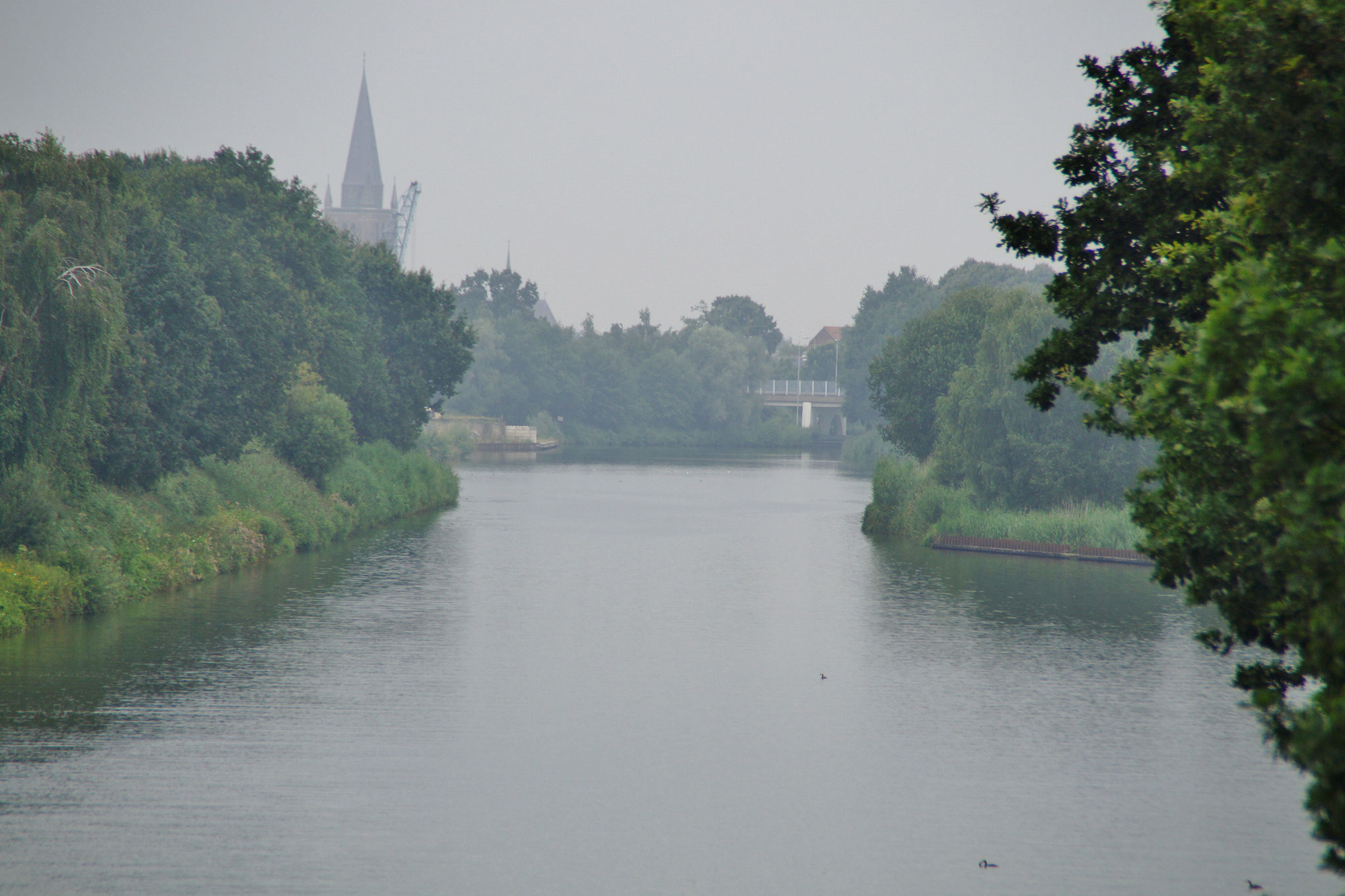 Im Hintergrund die Kirche von Nederweert