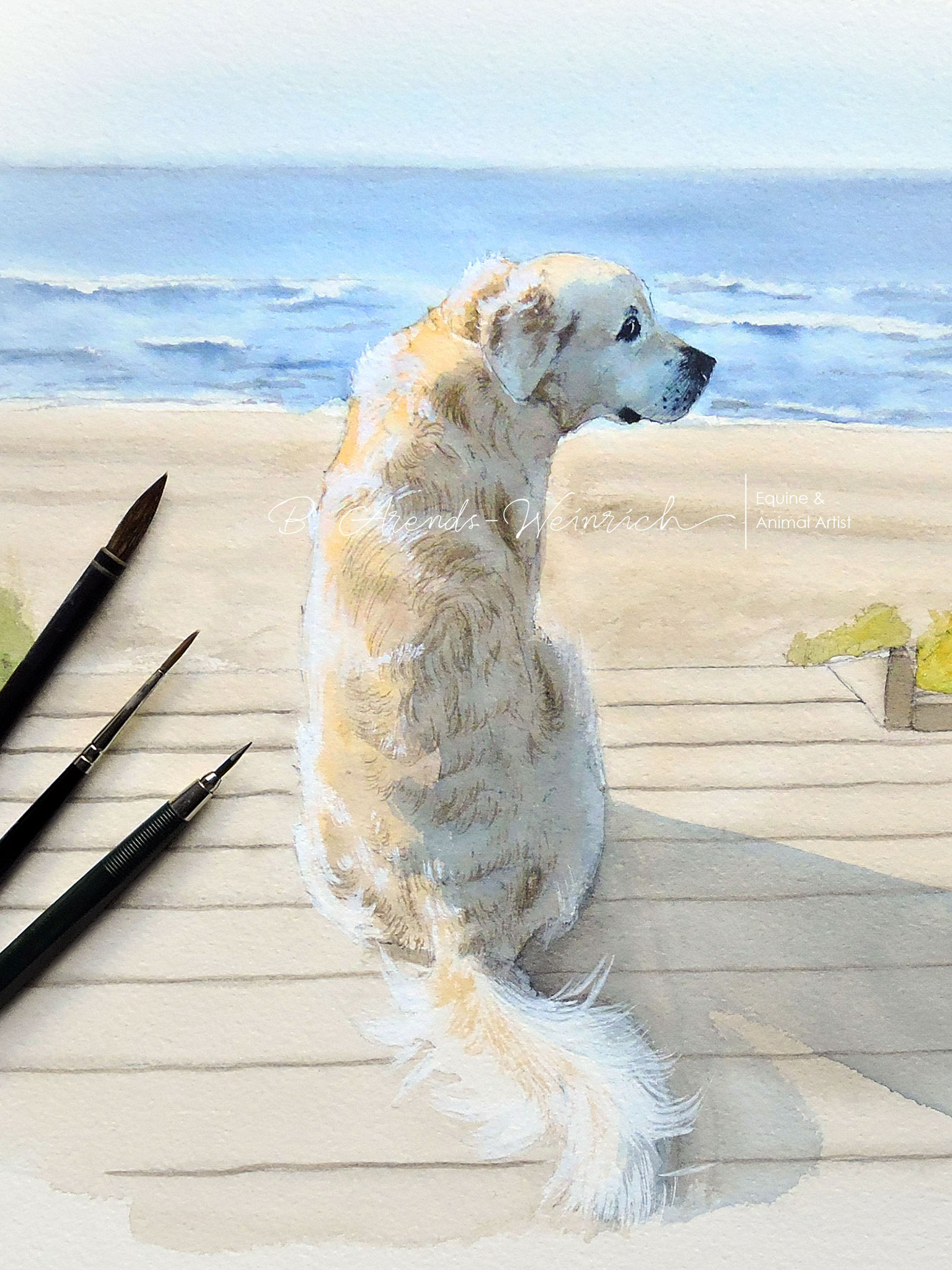 Hundeportrait Aquarell Golden Retriever Geschenkidee Hundebesitzer