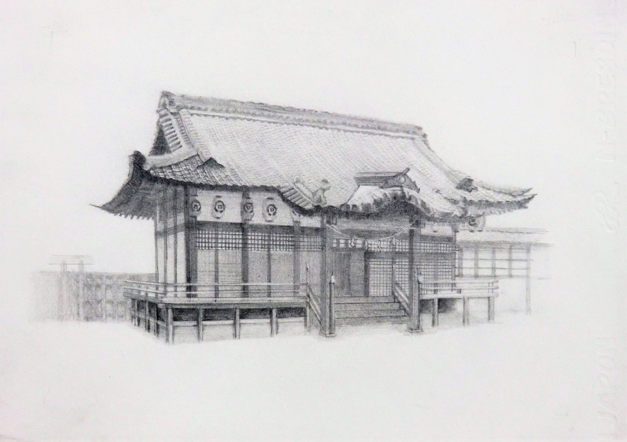 鉛筆デッサン＜建築写生＞　　A3判  KMKケント紙　【建築系：京都工芸繊維大 合格】