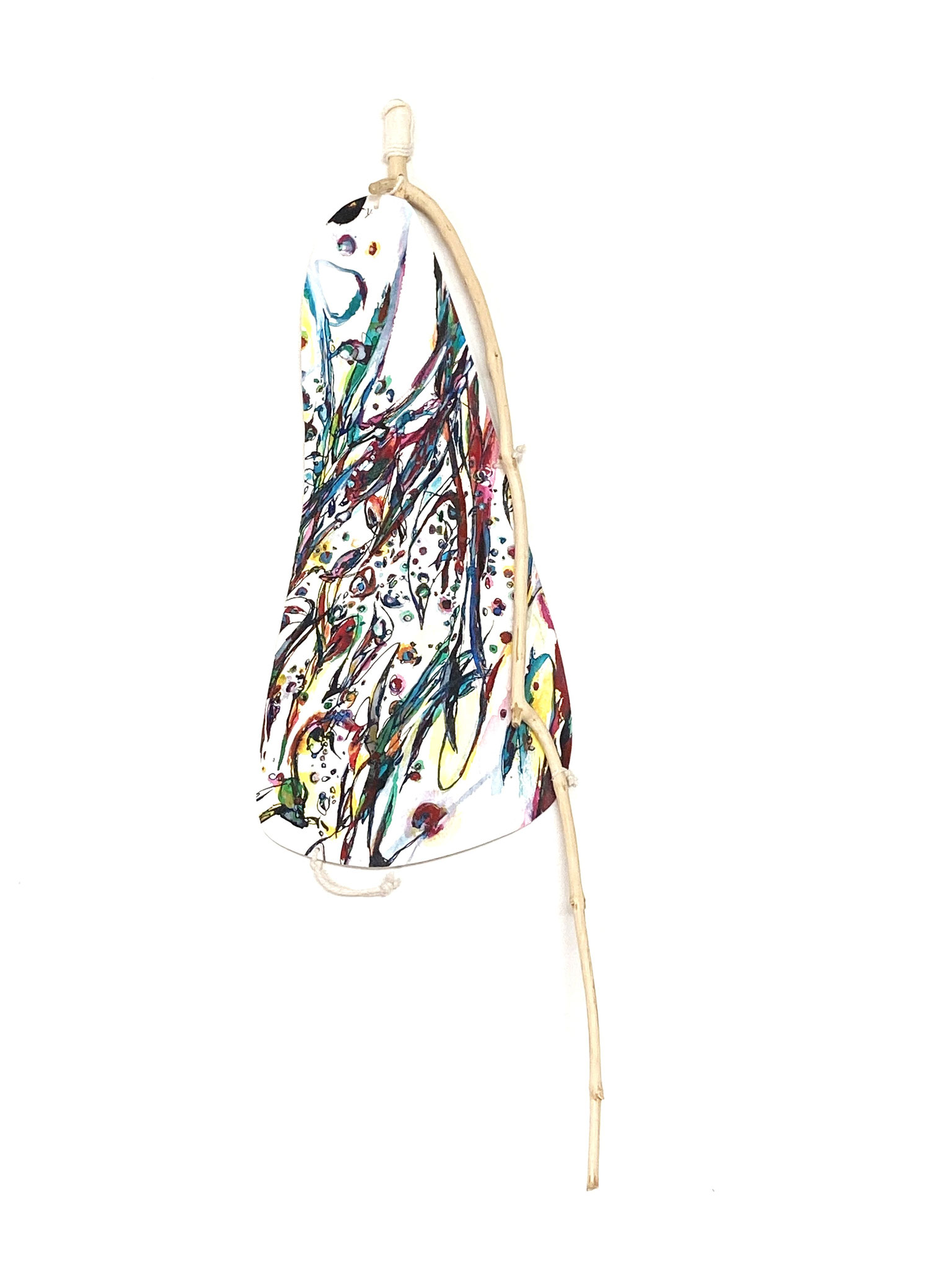 Cosmic Leaf k-2, acrylic ink assemblage,25x7.5", 2024