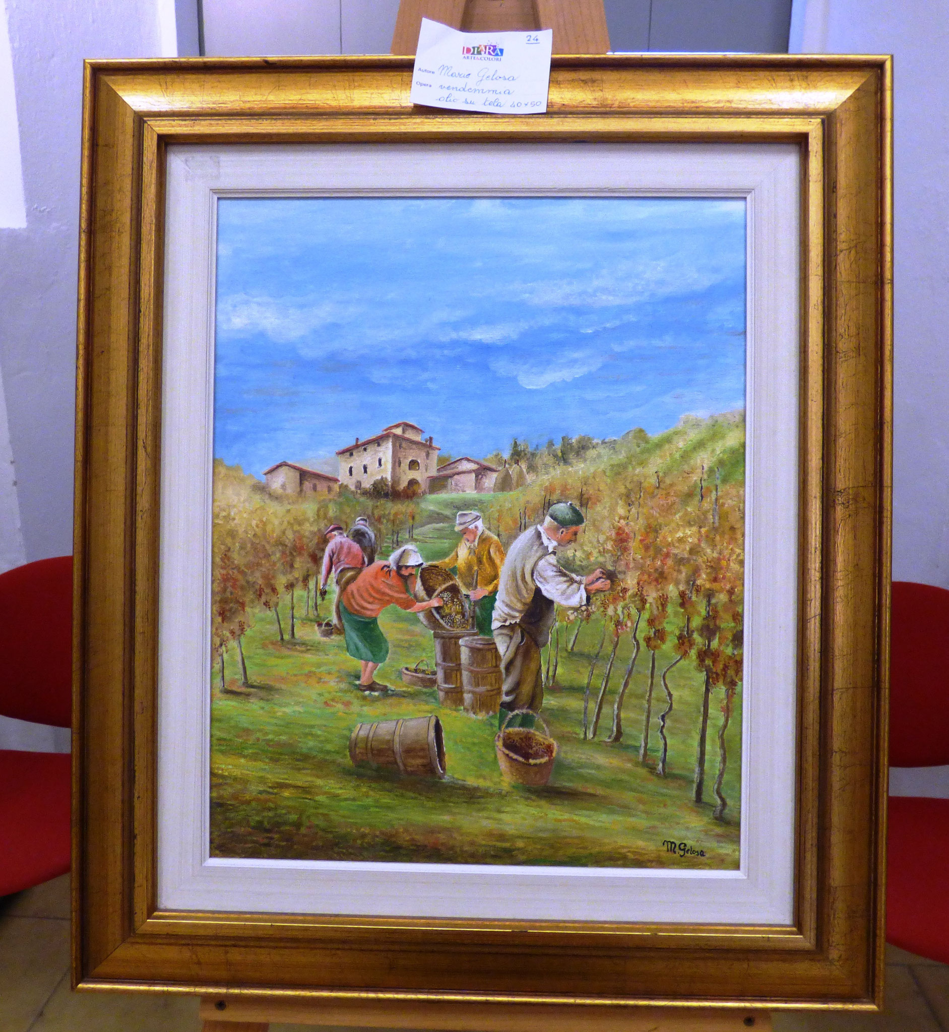 Mario Gelosa vendemmia olio su tela 40x50