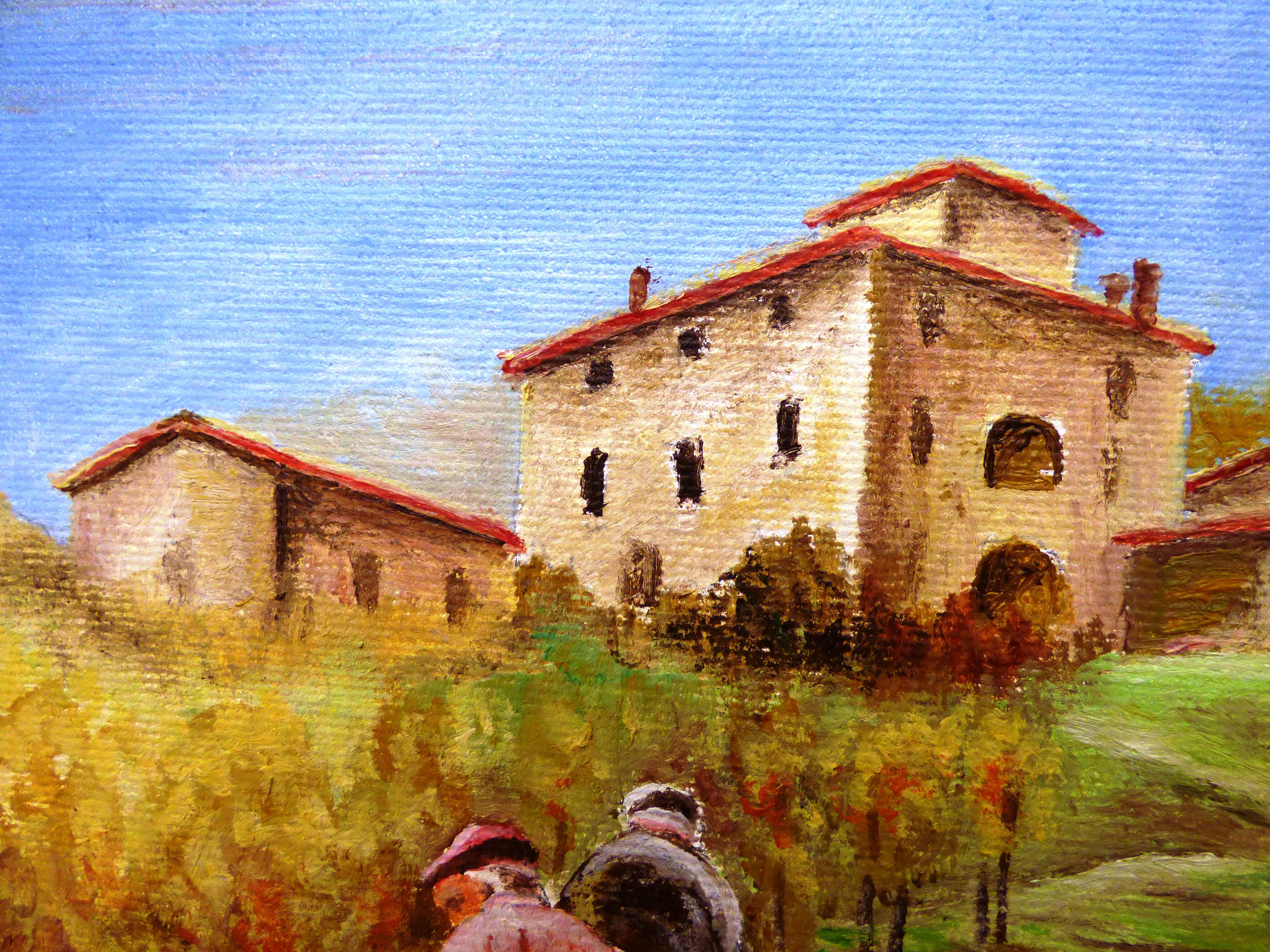 particolare Mario Gelosa vendemmia olio su tela 40x50