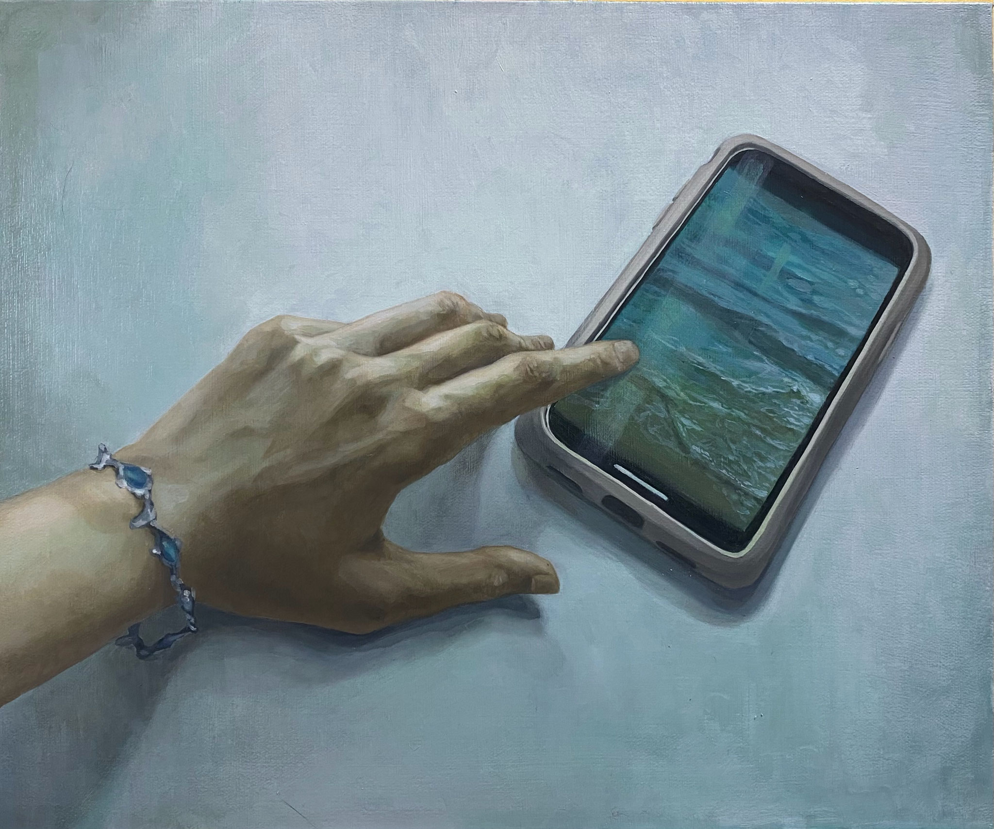 「海が見たい」2025年、380×455mm(F8)、キャンバス・油彩