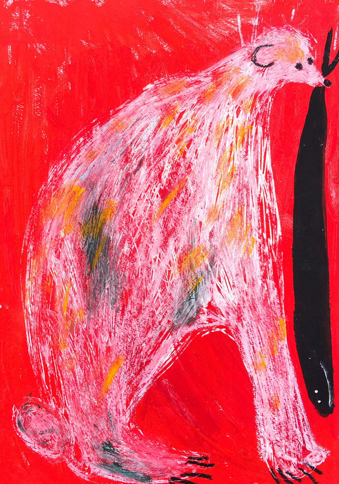 「食事」2018年、アクリル・オイルパステル、B3（515×364mm）