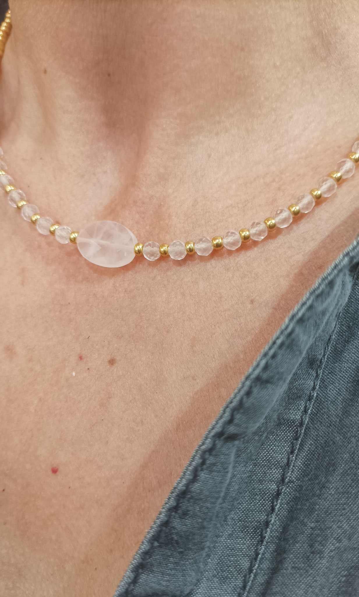 ROSE - Collier Quartz rose -   41€
