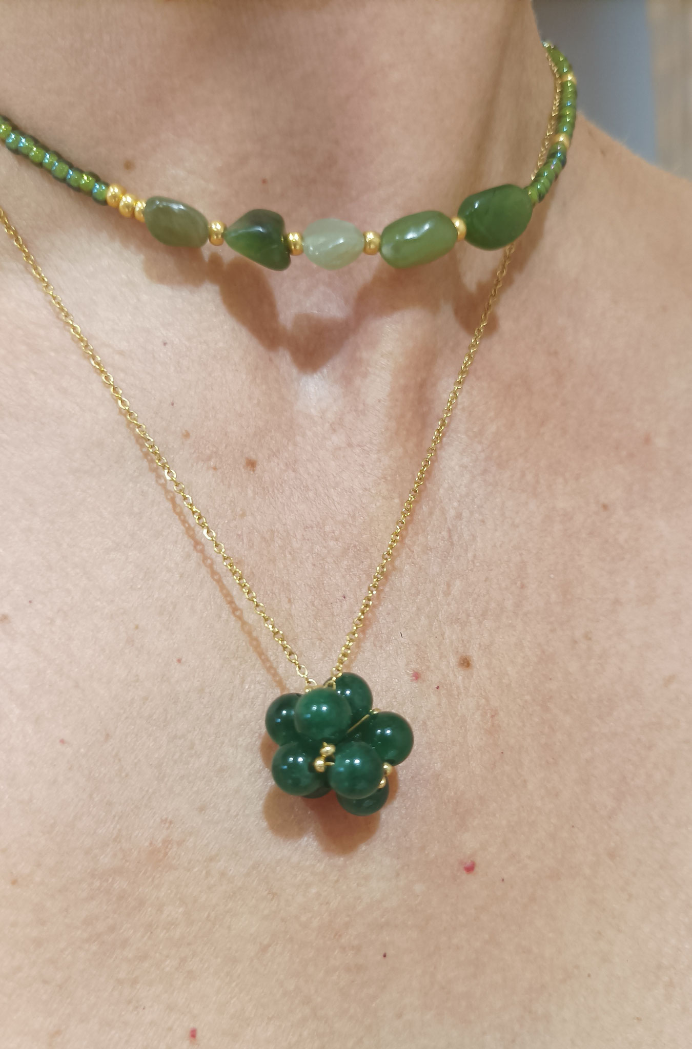 Collier ANNETTE Jade verte - 37€