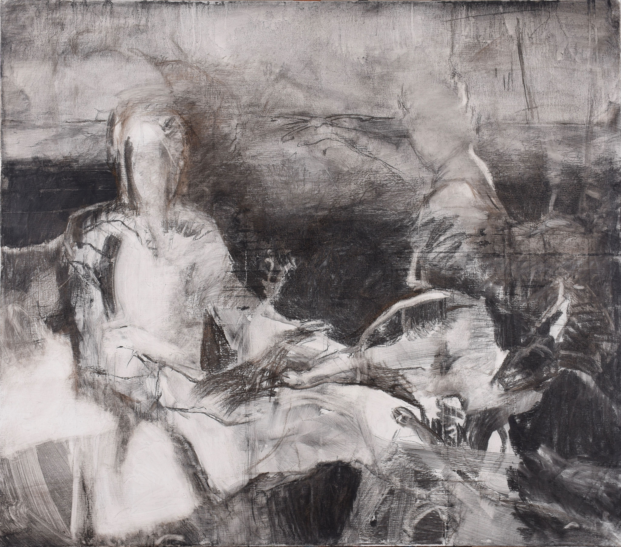 26  | Ohne Titel  |  2023  |  Kohle auf Leinwand  |  140 x 160 cm