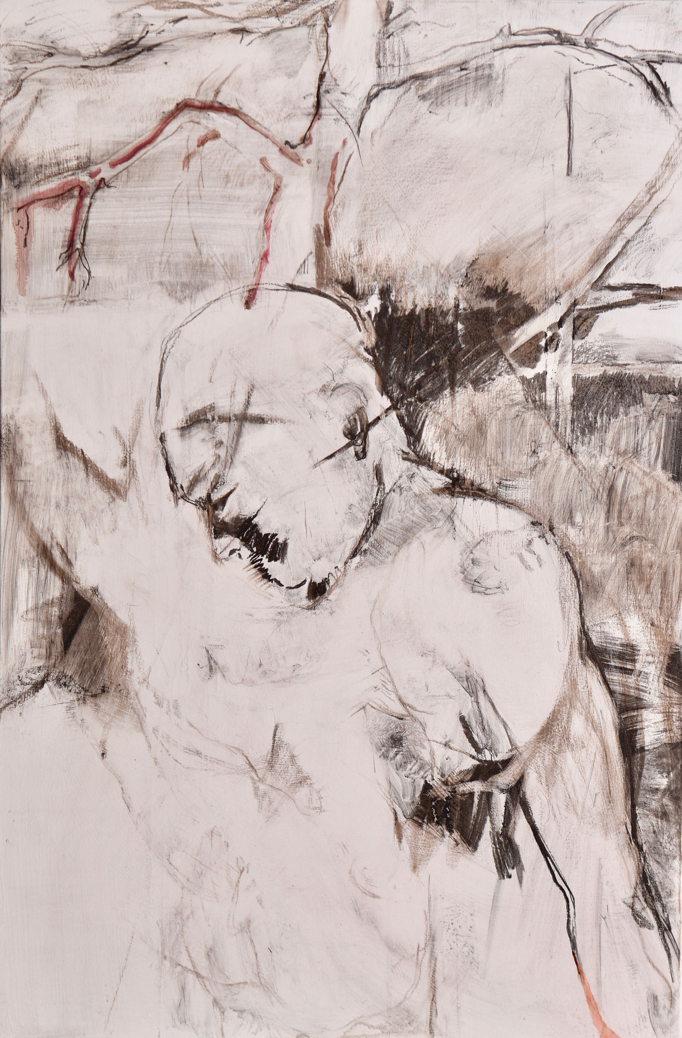 22  |  Ohne Titel  |  2018  |  Kohle und Ölfarbe auf Leinwand  |  100 x 80 cm