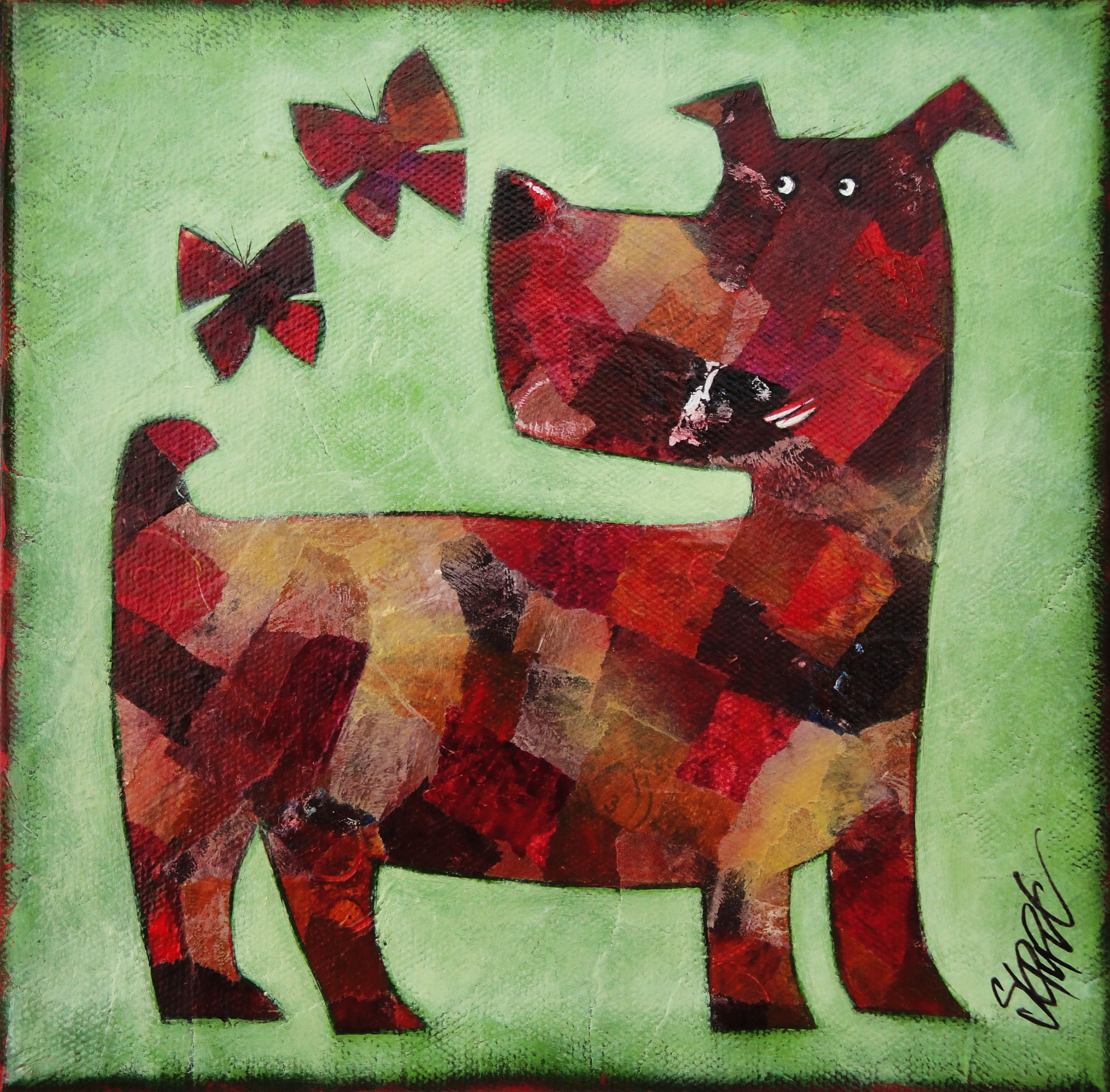 Bobbie et les papillons 20X20 vendu