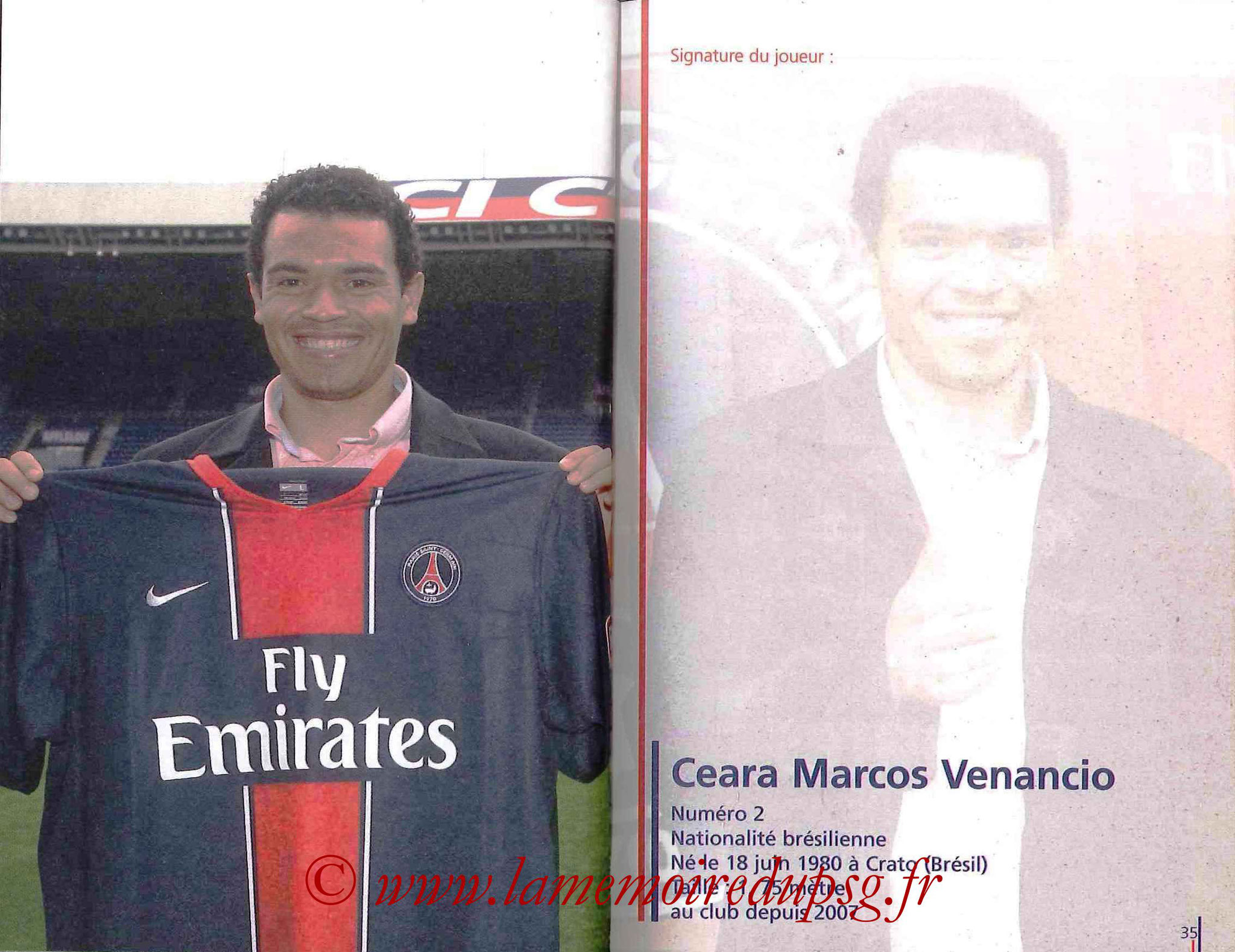 2007-08 - Guide de la Saison PSG - Pages 34 et 35 - Marcos CEARA